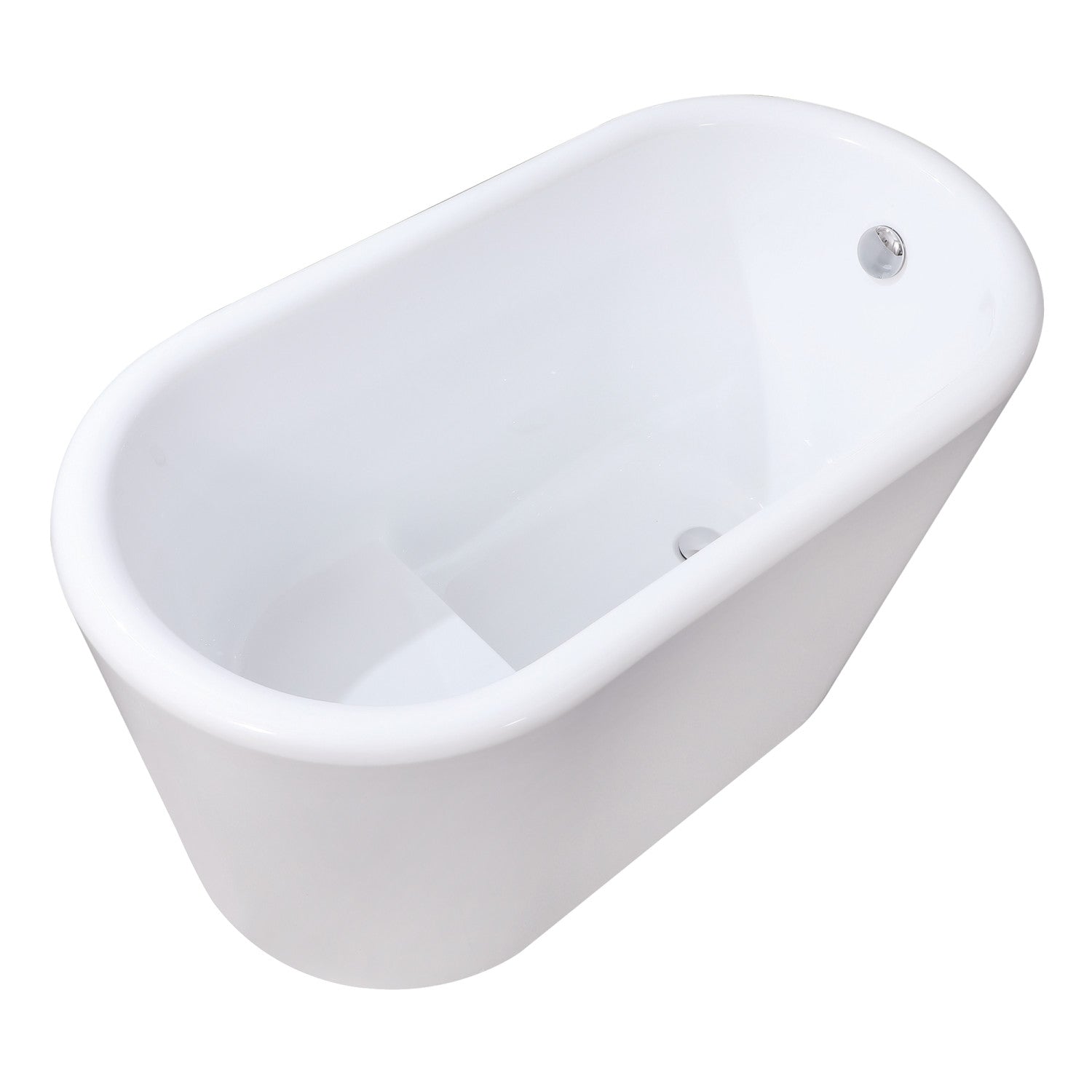 Aqua Eden 51 Inch Acrylic Oval Freestanding Bathtub - Double Ended Soaking Tub with Drain & Built-in Seat, Glossy White - Perfect for Luxury Bathroom & Spa Relaxation