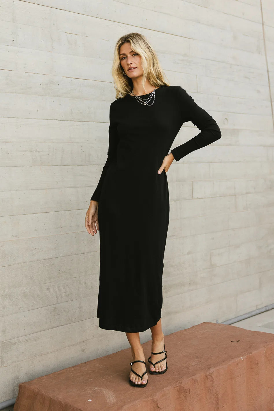 Hollis Ribbed Black Dress for Women - Slim Fit Stretchy Bodycon Mini Dress - Perfect for Night Out, Party, and Casual Wear