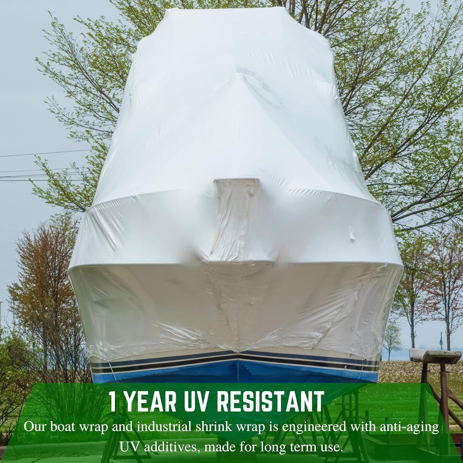 Premium 7 Mil Polyethylene Plastic Shrink Wrap (20' x 25') - Heavy Duty Boat Storage Cover, Industrial Shrink Film for Winter Protection & Equipment Storage - Perfect for Marine, RV, and Vehicle Covers