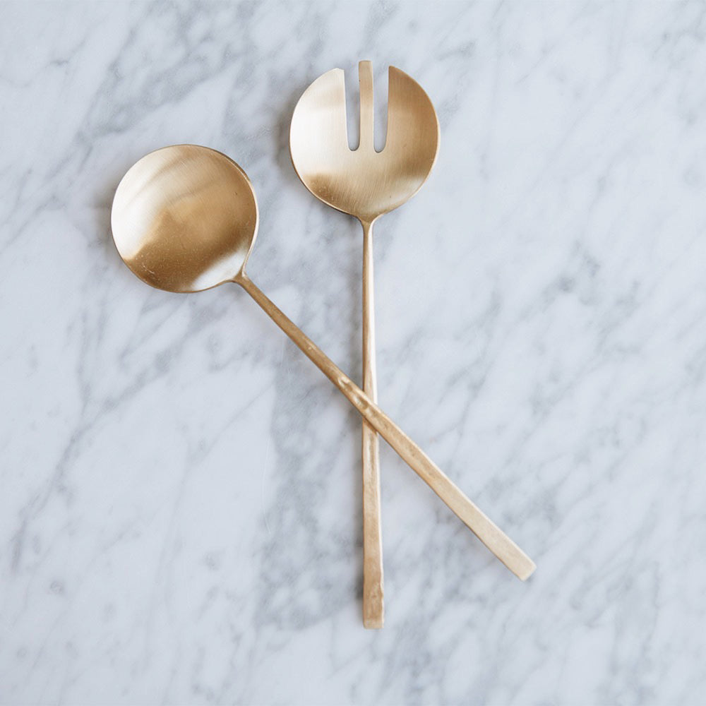 Premium Brass Serving Set - Elegant 5-Piece Utensil Set for Entertaining - Perfect for Dinner Parties, Buffets, and Special Occasions