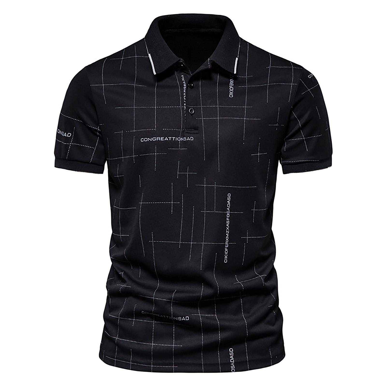 Men's Short Sleeve Button-Up Shirt with Turn-Down Collar - Casual Printed Blouse Tee for Golf & Everyday Wear - Breathable Comfort Top for Work, Outings & Summer Activities