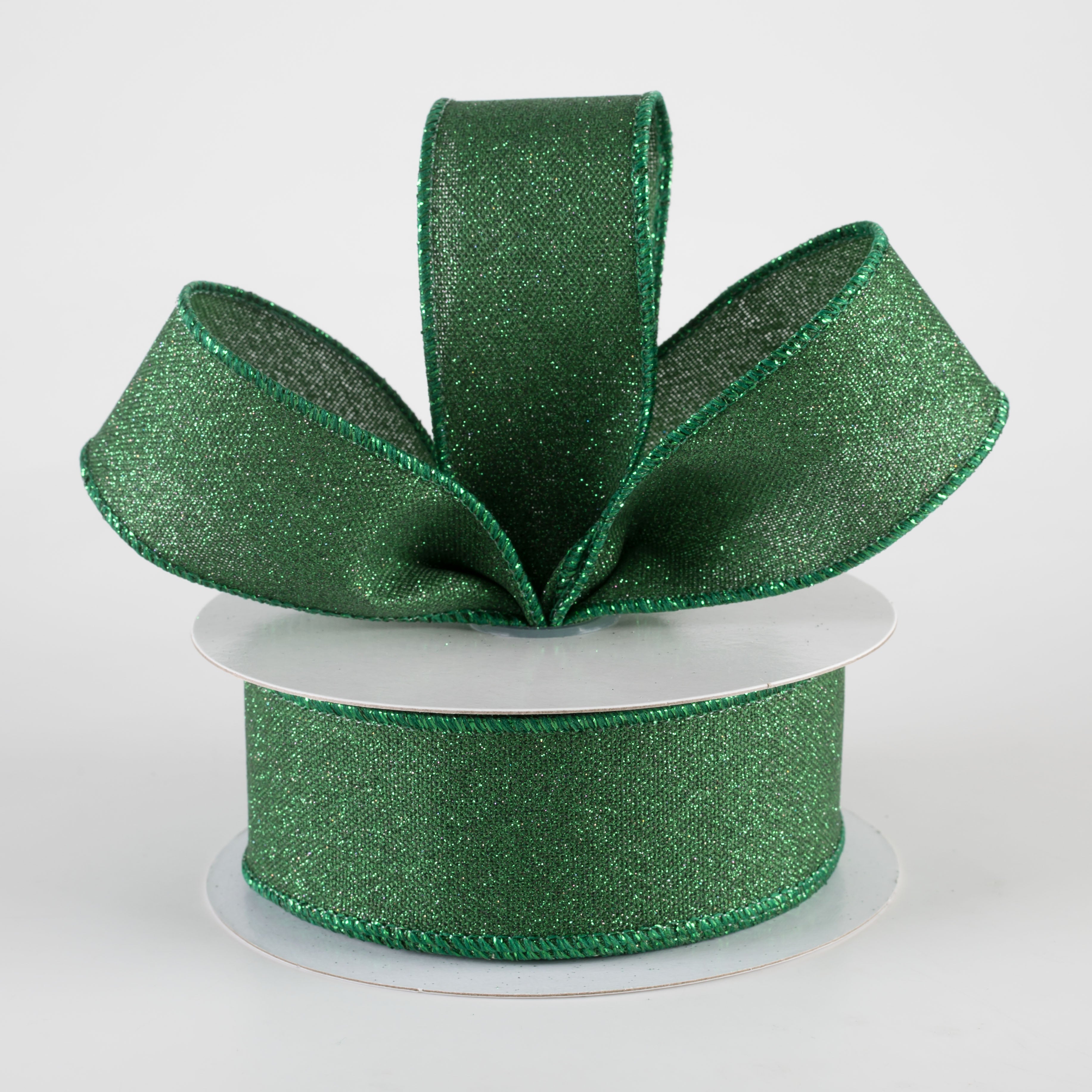 1.5 Inch Fine Glitter Royal Ribbon - Black & Emerald Green (10 Yards) for Gift Wrapping, Wedding Decor, DIY Crafts & Party Supplies