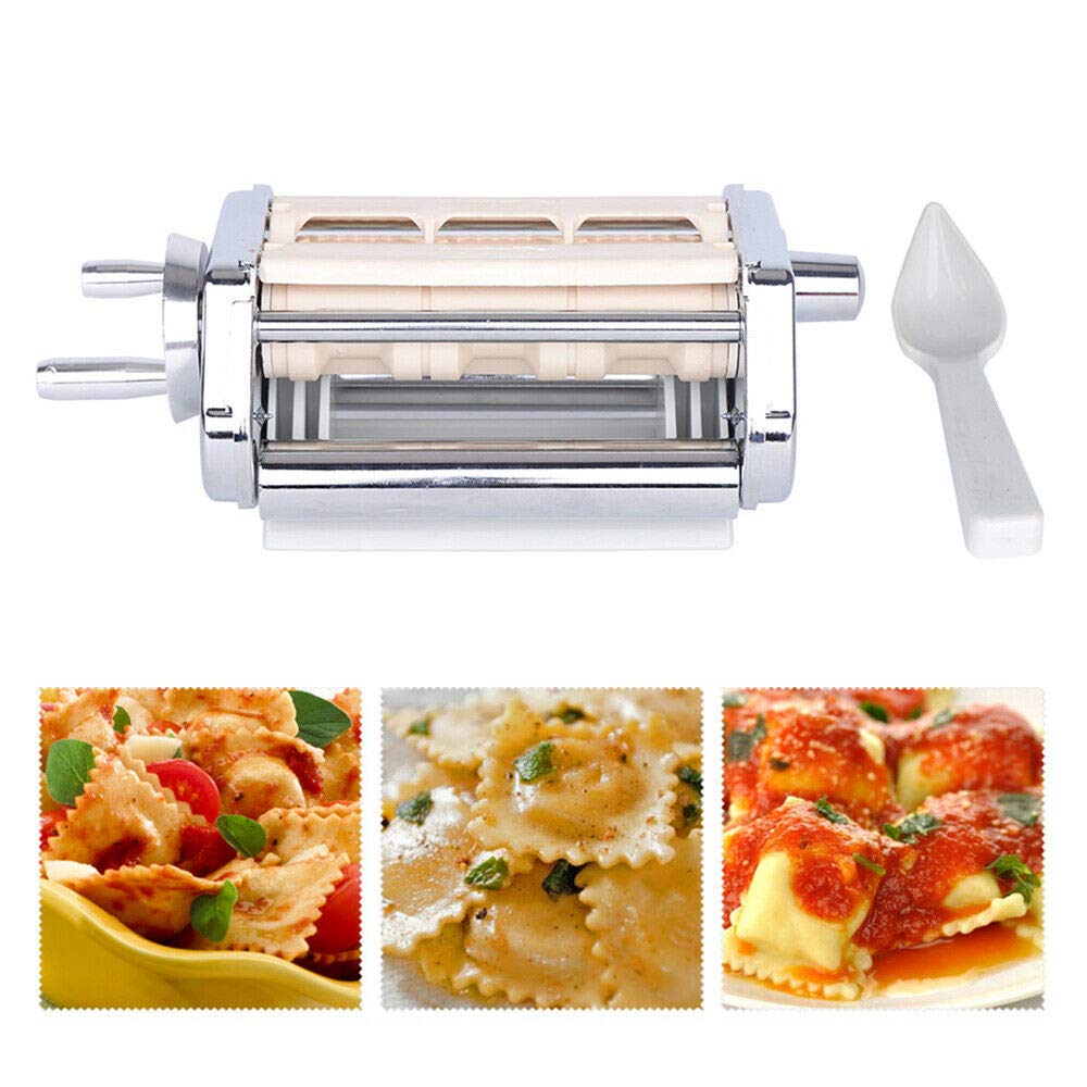 Electric Pasta Maker Kit - Stainless Steel Ravioli & Wonton Maker Attachment for KitchenAid Stand Mixer | Includes Mini Pasta Roller Cutter | Perfect for Homemade Italian Pasta, Dumplings & Asian Cuisine