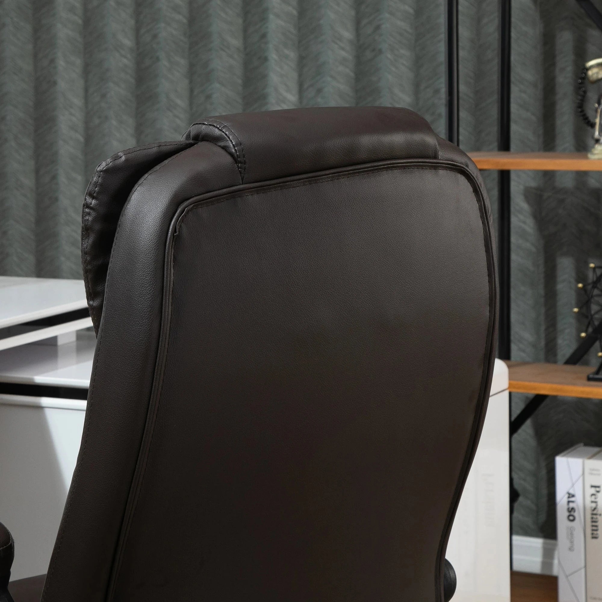 Premium High Back Faux Leather Executive Office Chair - Ergonomic Swivel Seat with Adjustable Height (Black/Gray) - Perfect for Home Office, Conference Rooms & Corporate Workspaces