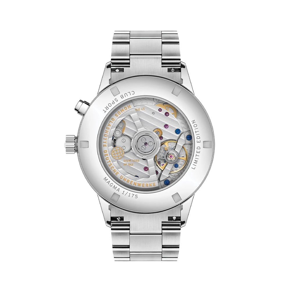 NOMOS Club Sport Neomatik Worldtimer Limited Edition 40mm Watch with Magma Dial & Stainless Steel Bracelet - Perfect for Travelers and Luxury Watch Collectors