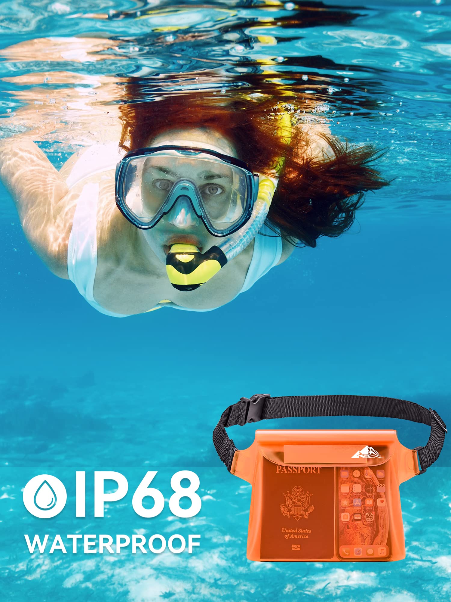 HEETA 2/3/4 Pack Waterproof Phone Pouch with Waist Strap - Touchscreen Dry Bag for iPhone & Samsung - Adjustable Belt for Kayaking, Swimming, Beach, Fishing & Water Sports - Keep Phone Safe While Surfing, Snorkeling & Boating