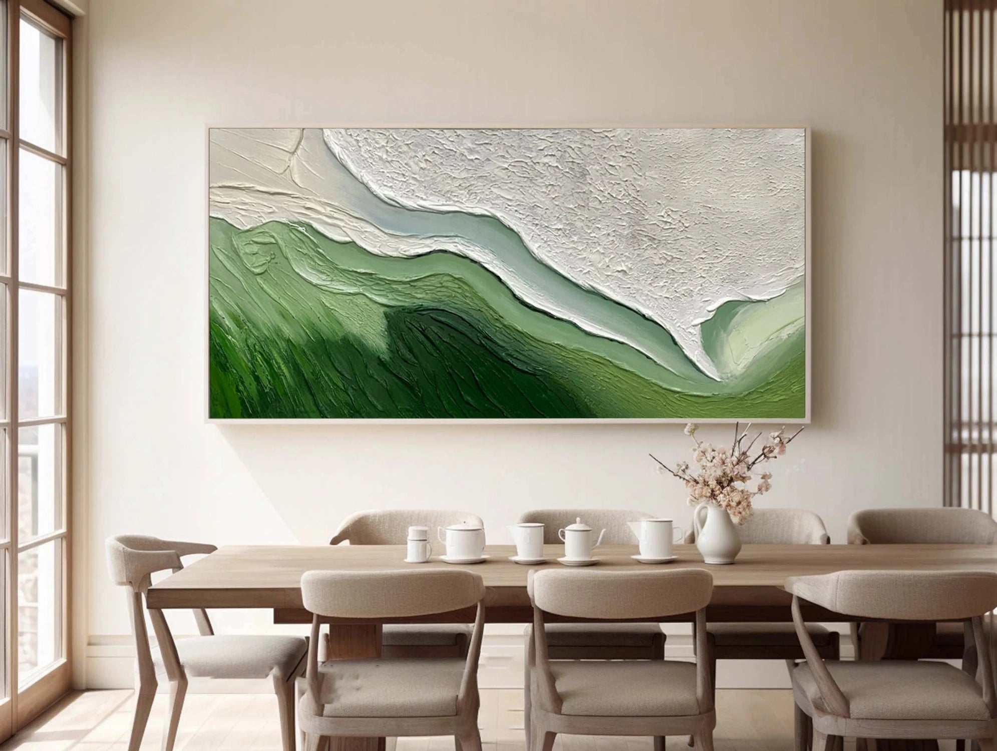 Blue & Green Abstract Wall Art Canvas Print #BG099 - Modern Home Decor for Living Room, Bedroom & Office