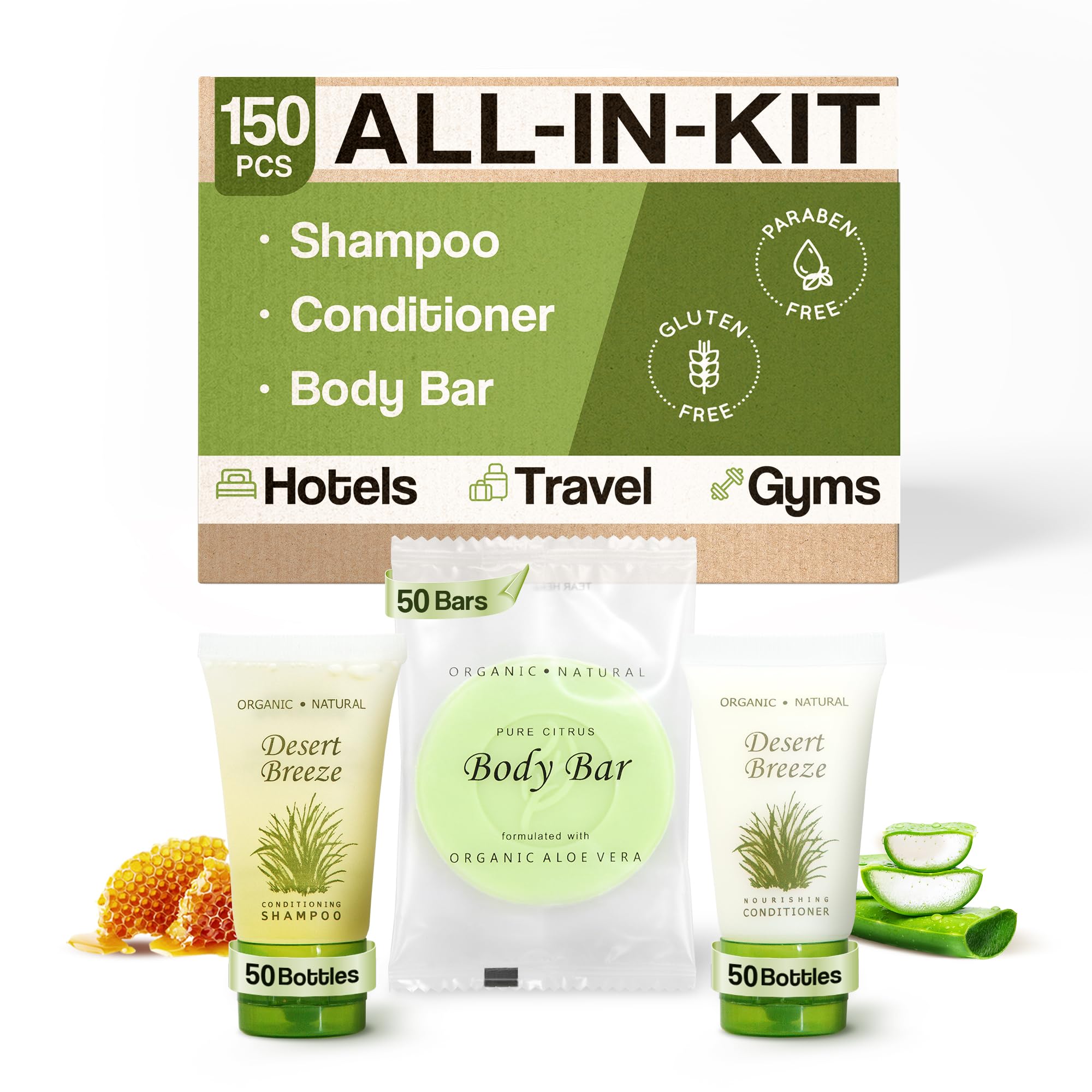 Bulk Soap and Toiletries Set - 150-Piece Hotel Amenities Kit with 1 oz Shampoo, Conditioner & Bar Soap | Travel Size Toiletries for Hotels, Vacation Rentals, Airbnbs & Guest Bathrooms | Perfect for Hospitality Businesses and Travelers