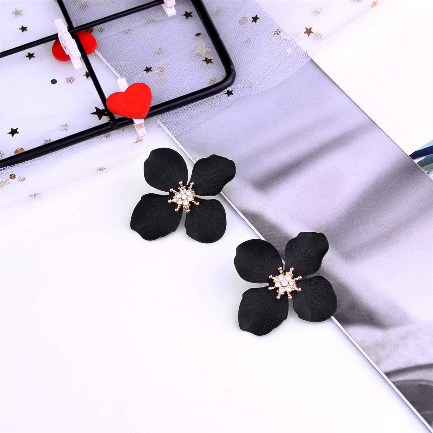 Nicole Miller New York Leaf Flower Crystal Stud Earrings - Elegant Jewelry for Women, Perfect for Weddings, Parties & Everyday Wear