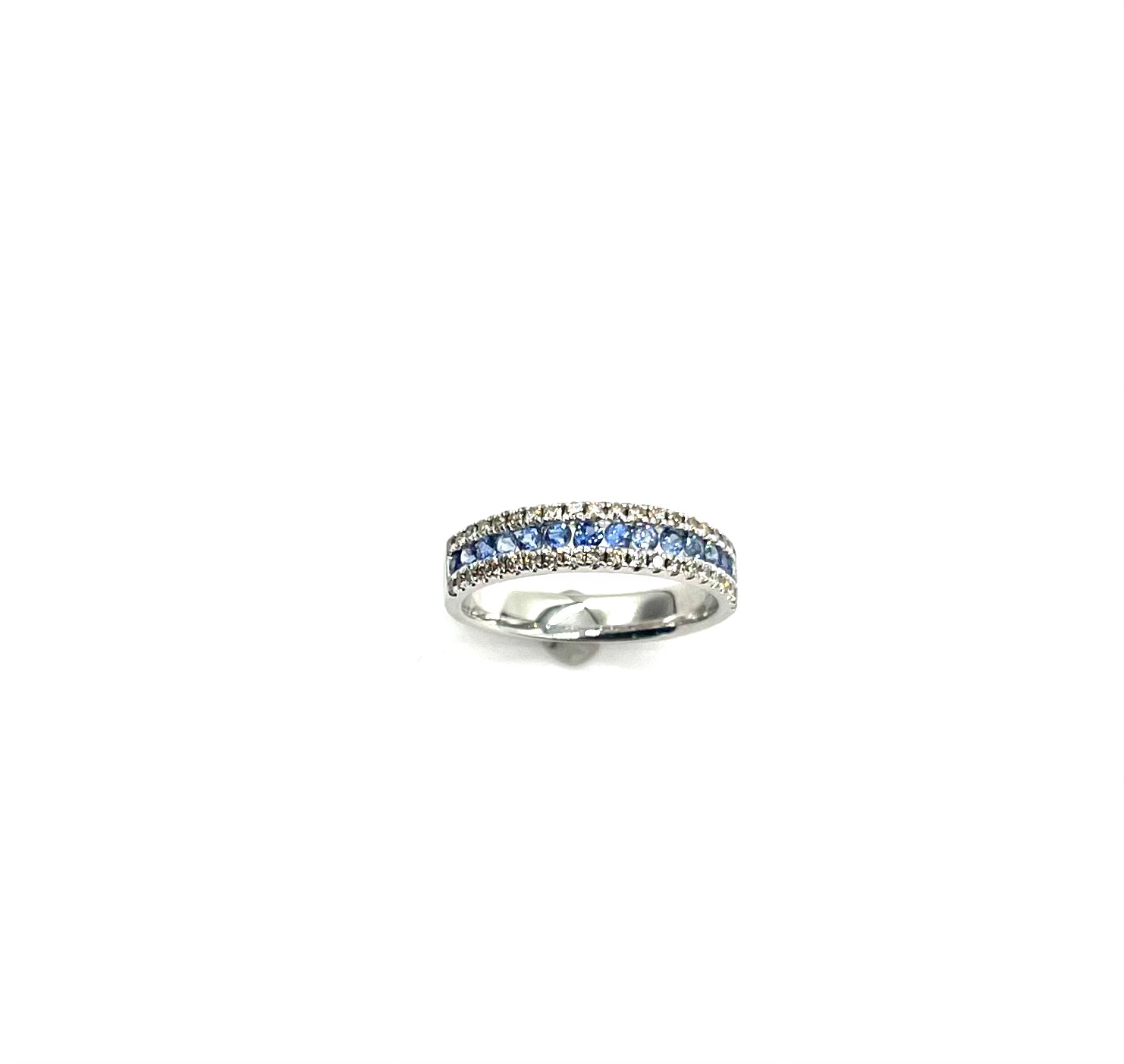Levian 14K White Gold Diamond and Sapphire Wedding Band Ring for Women - Elegant Stackable Jewelry for Engagement, Anniversary and Special Occasions
