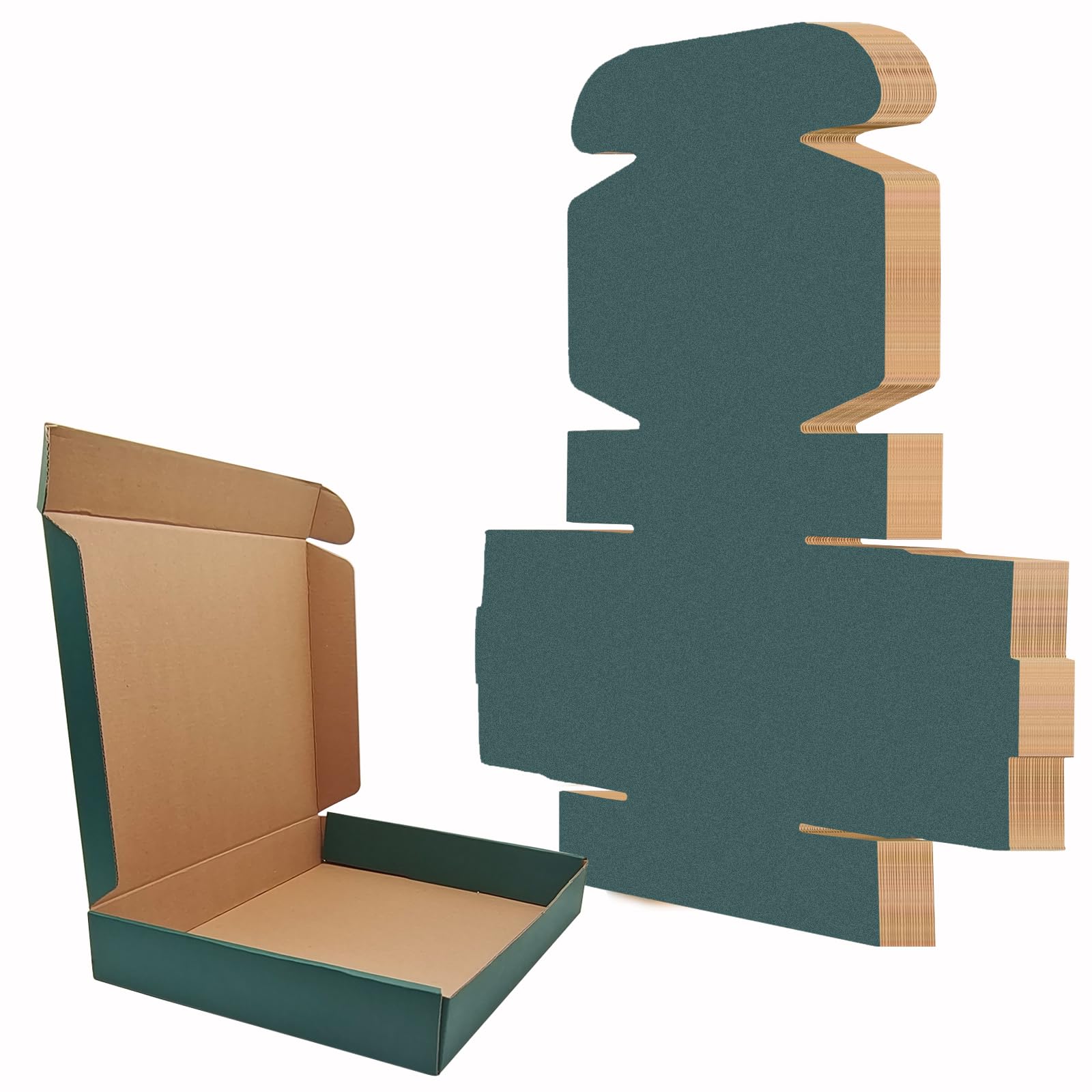 25 Pack Small Green Corrugated Cardboard Mailer Boxes - 13 x 10 x 2 Inch, Eco-Friendly Shipping Boxes for Ecommerce, Gift Packaging, Party Decorations - Perfect for Small Business, Jewelry, Crafts & DIY Projects
