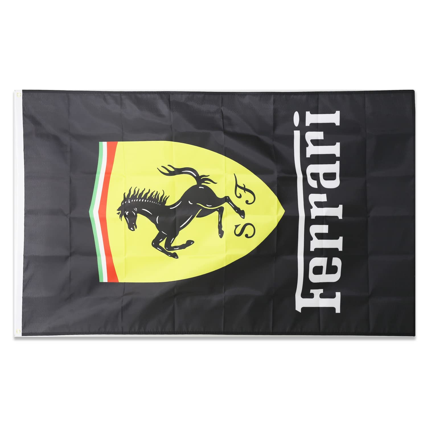 Ferrari Racing Car Flag 3x5 ft - High-Quality Polyester Banner with 2 Brass Grommets, Vivid HD Printing for Car Enthusiasts - Perfect for Garage, Porch, Exhibition & Racing Events Decoration (Black)
