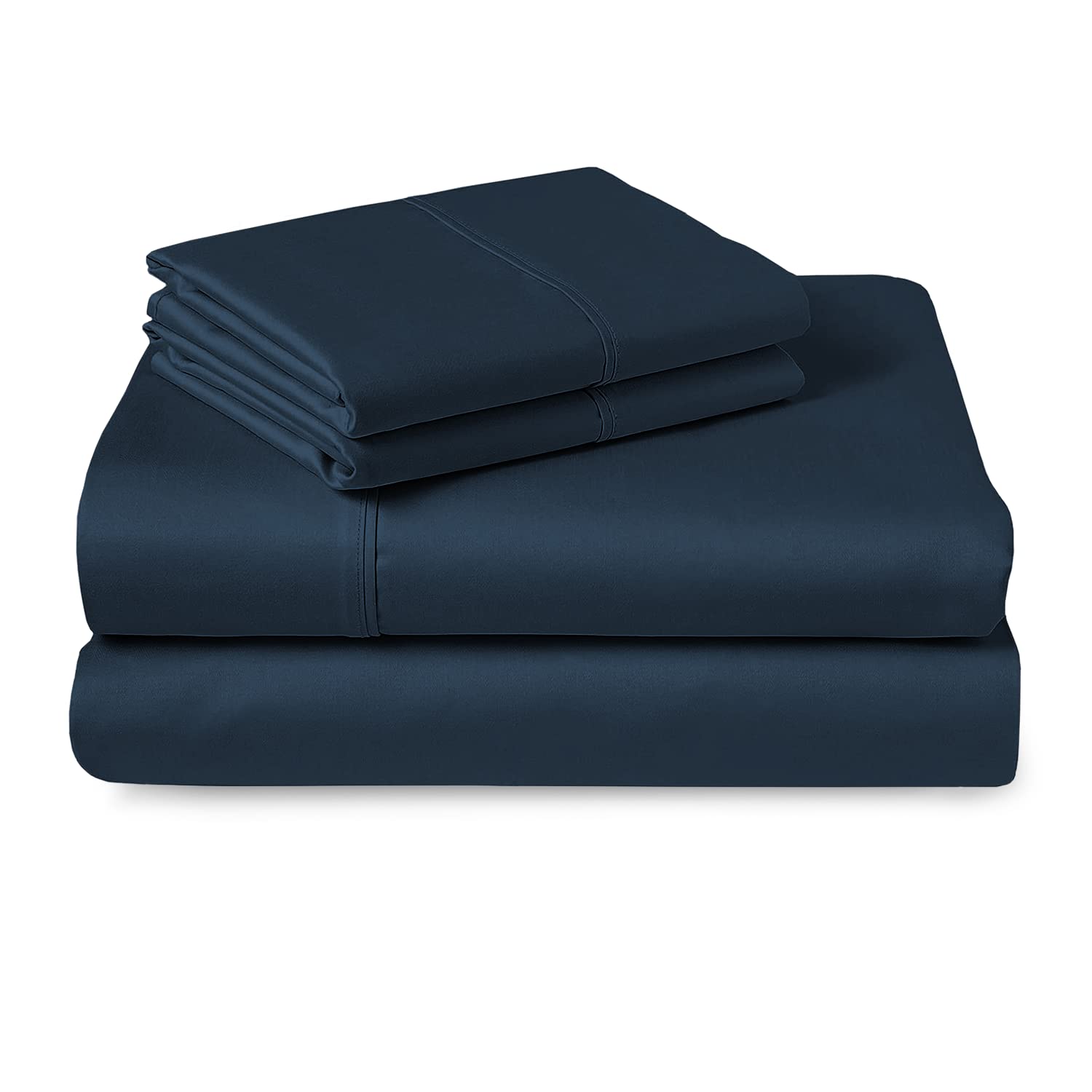 400 Thread Count 100% Long Staple Cotton Short Queen Sheet Set - Ultra Soft Sateen Weave, Fits Up to 15