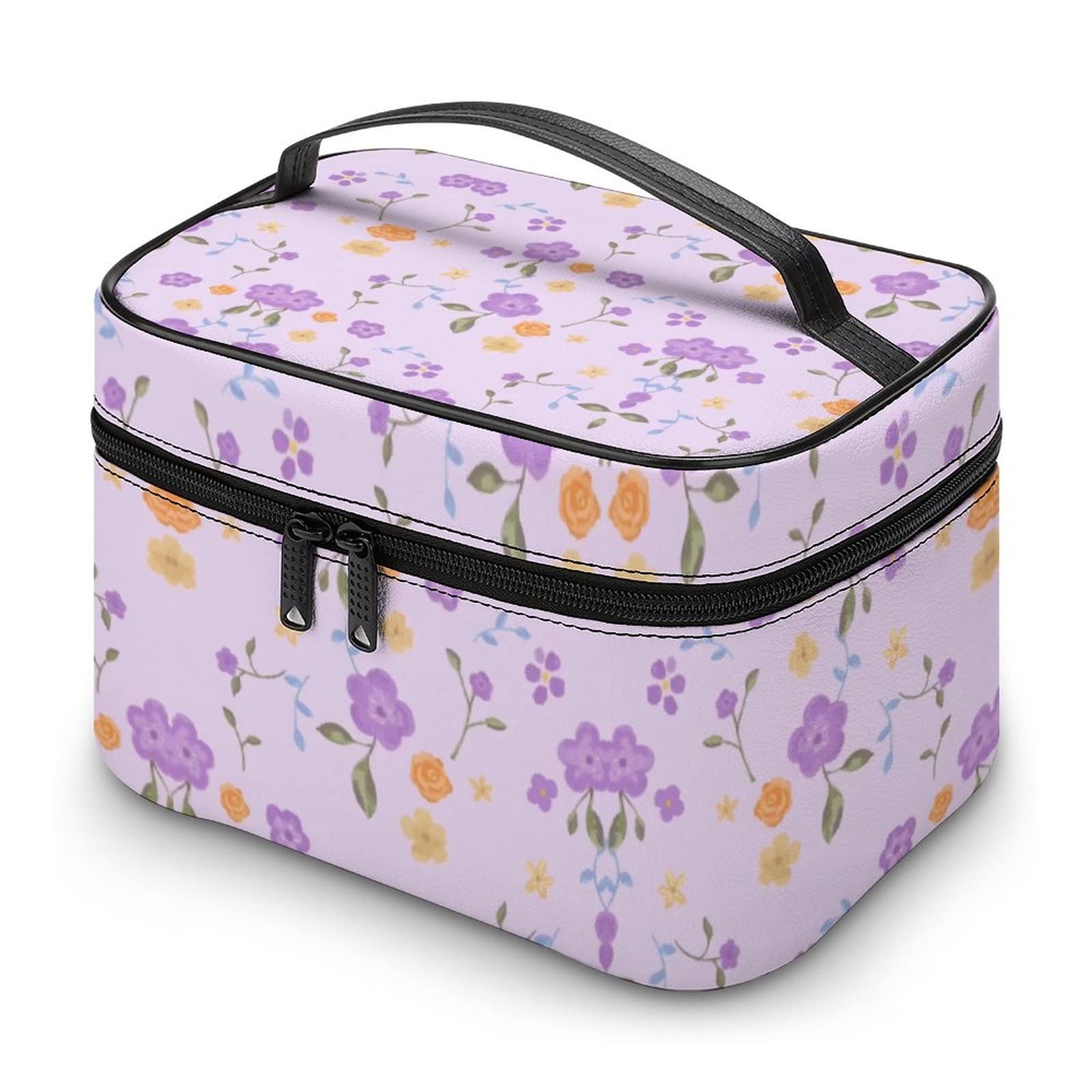 Floral Makeup Bag for Women - Large Travel Cosmetic Organizer with Zipper, Multi-Functional Toiletry Pouch for Makeup Storage - Perfect Gift for Mom, Girlfriend & Travel Essentials (Ideal for Vacation, Gym & Daily Use)