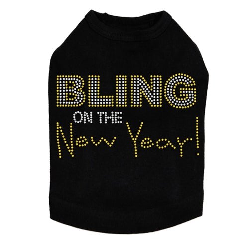 Stylish New Year Dog Tank Top with Bling - Multiple Colors for Festive Pet Outfits & Holiday Celebrations