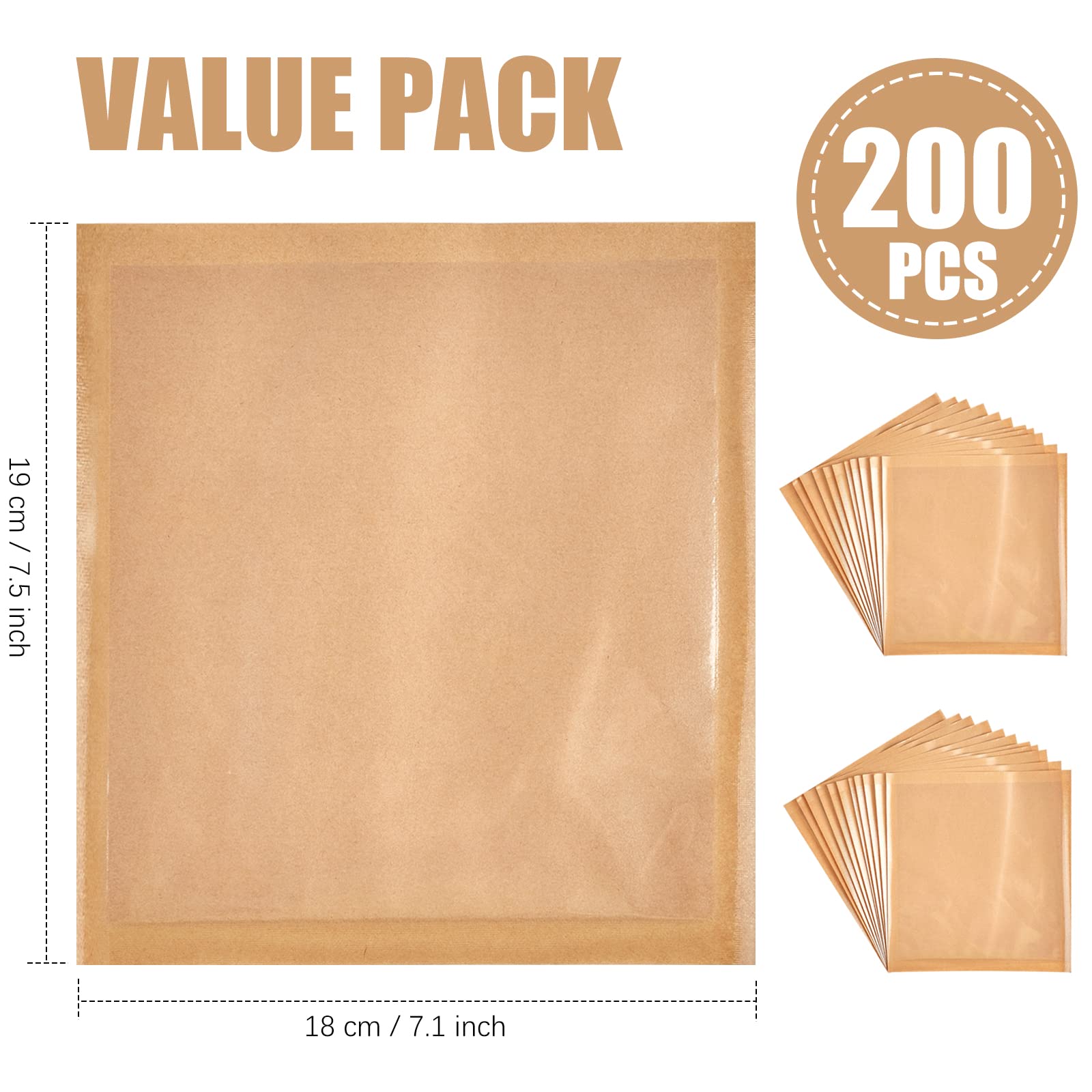 200 Pack Heat Sealable Bakery Bags with Window - 7.1x7.5 Inch Kraft Paper Grease Resistant Cookie Bags for Donuts, Pastries, Muffins & Treats | Ideal for Bakeries, Cafes, Food Trucks & Home Baking