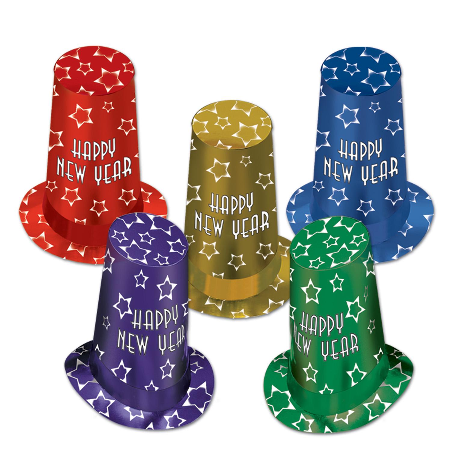 10 Pack Beistle New Year Super Hi Hats - Colorful Party Hats for New Year's Eve, Birthday Celebrations & Festive Events