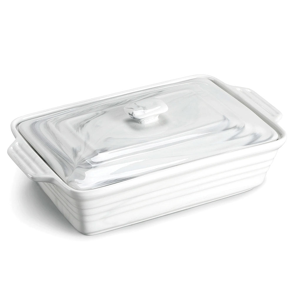 Maddox Covered Rectangular Casserole Dish - 3QT Oven Safe Baking Pan with Glass Lid - Perfect for Casseroles, Lasagna & Holiday Cooking | Microwave & Dishwasher Safe