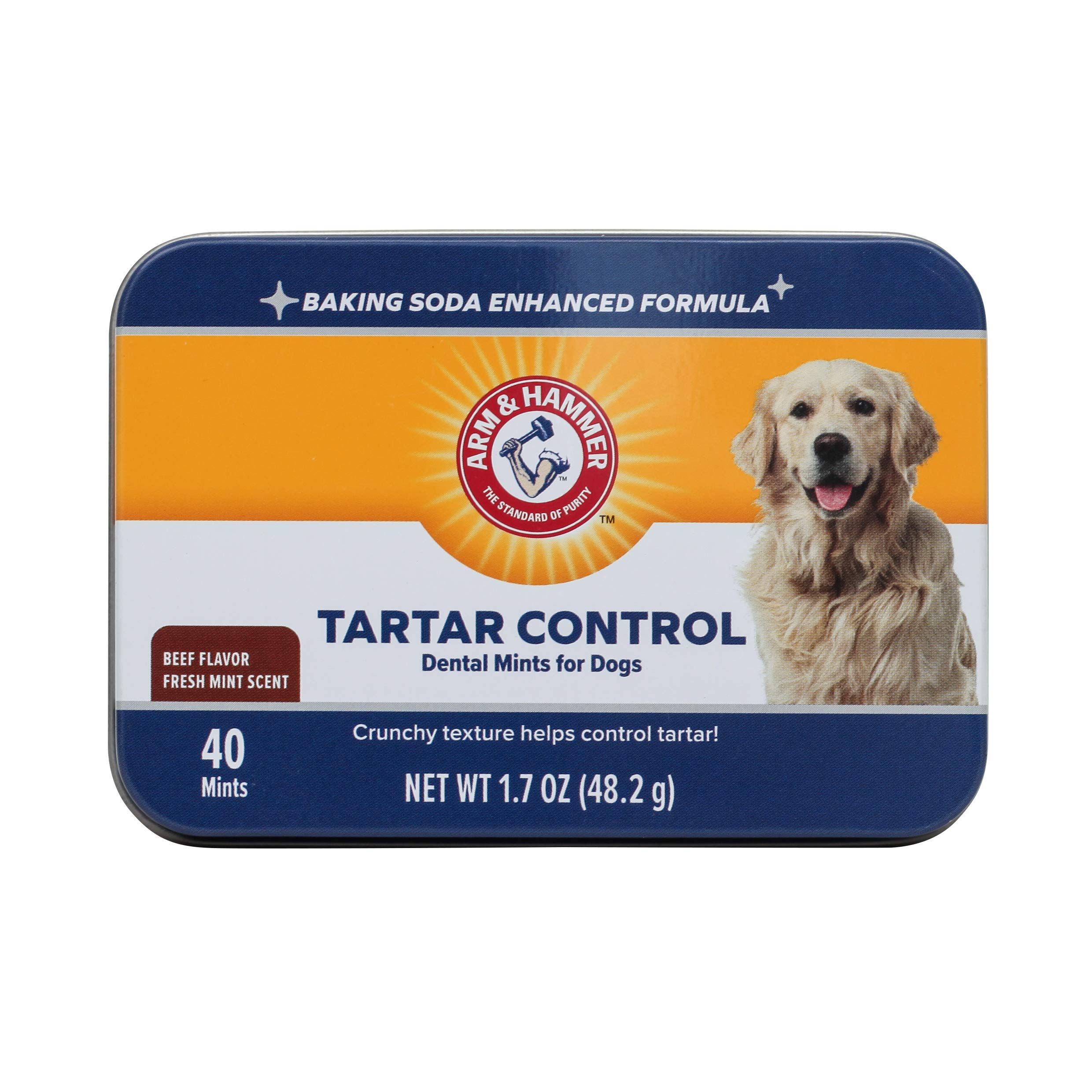 Arm & Hammer for Pets Tartar Control Dental Mints for Dogs - Beef Flavor (60 Count) | Reduces Plaque & Tartar Buildup | Freshens Breath & Supports Oral Health | Perfect for Daily Dental Care & Treat Time