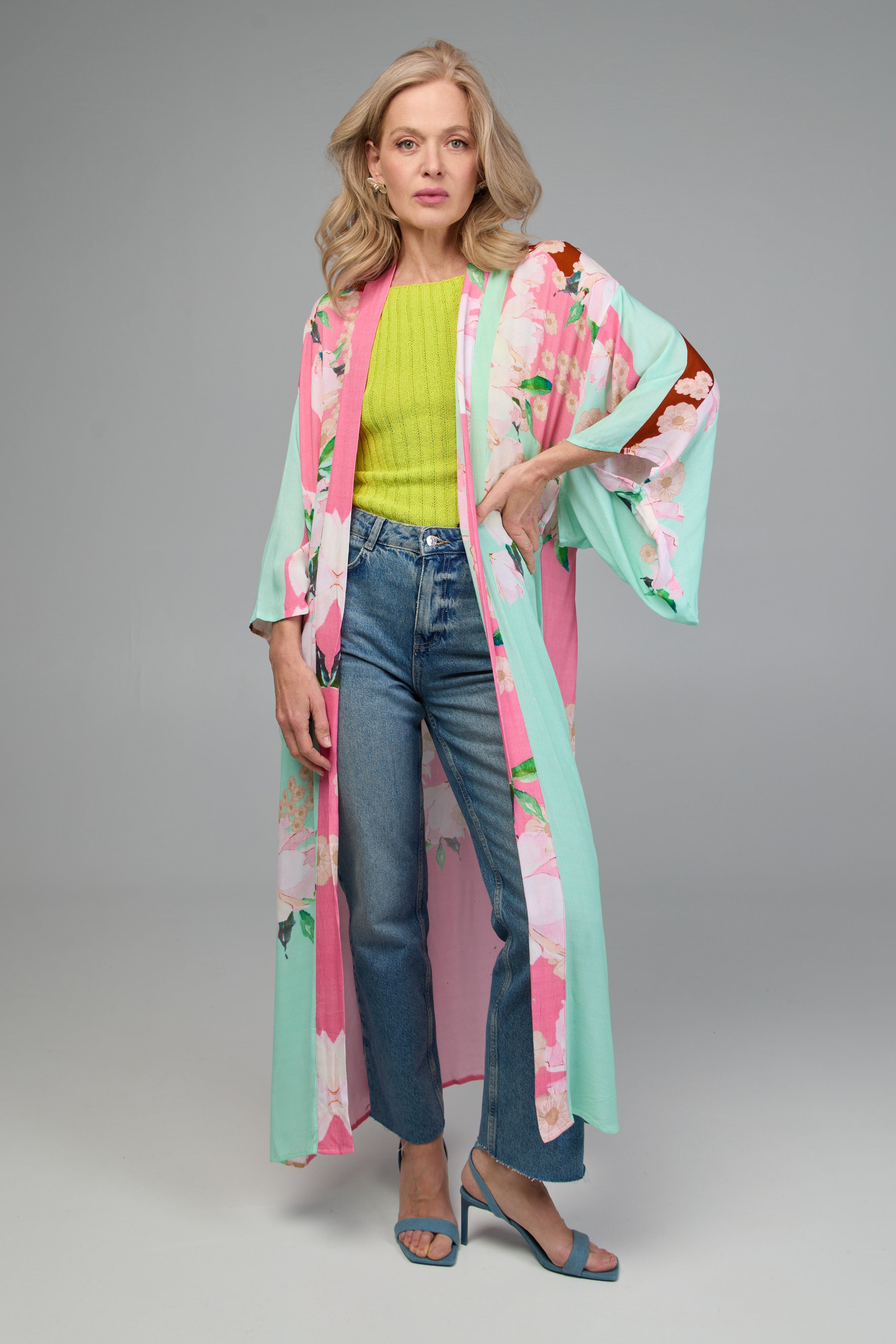 Pastel Floral Kimono Robe for Women - Lightweight Summer Cover Up - Boho Beachwear for Pool, Vacation & Lounge