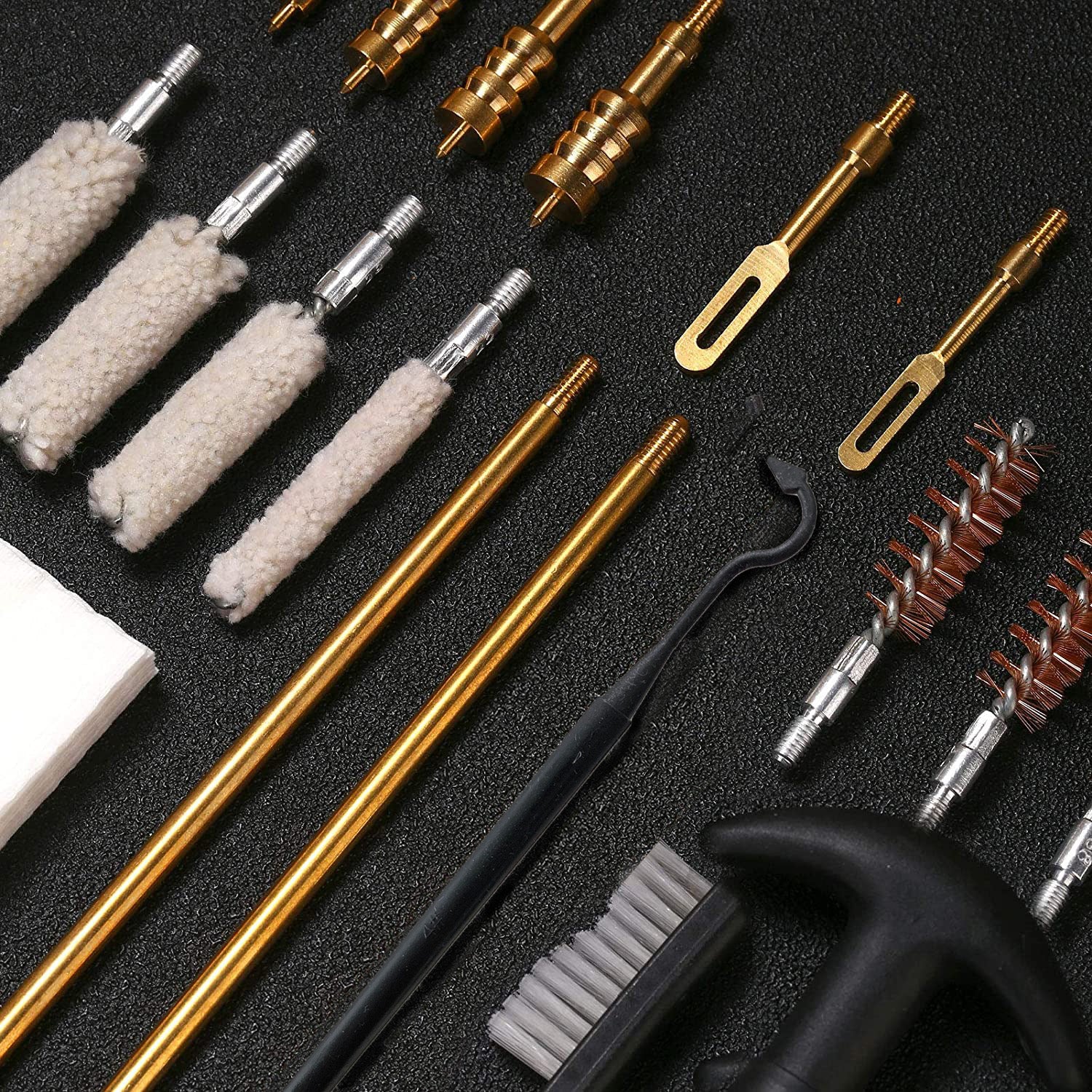 Premium Gun Cleaning Kit for .22, .38, .40, .45 & .30 Caliber - Bronze Brush, Mop Brush, Brass Jags & Rods for Rifle & Pistol Maintenance - Includes Durable Travel Case - Perfect for Hunting, Range Practice & Firearm Care