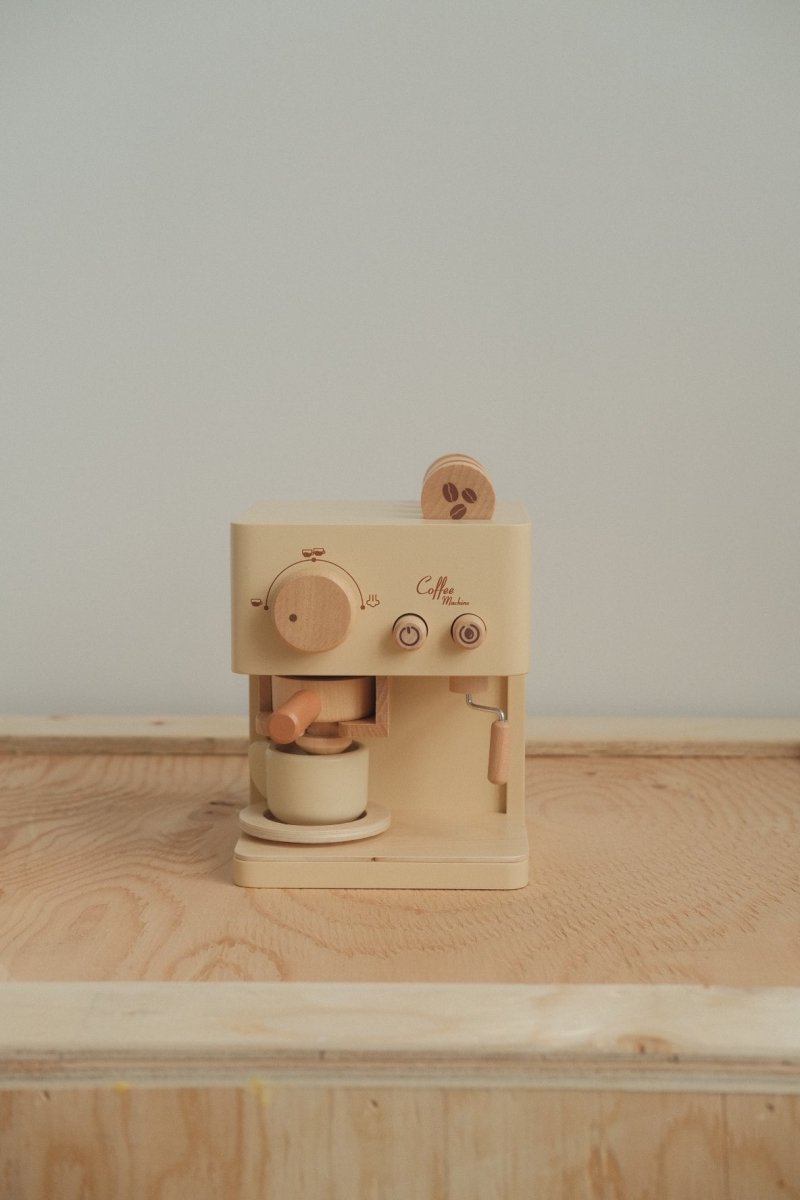 Wooden Toy Coffee Maker for Kids - Pretend Play Espresso Machine, Perfect for Imaginative Play & Role-Playing Games - Great Gift for Toddlers & Preschoolers (Kitchen Playset, Birthday Present)