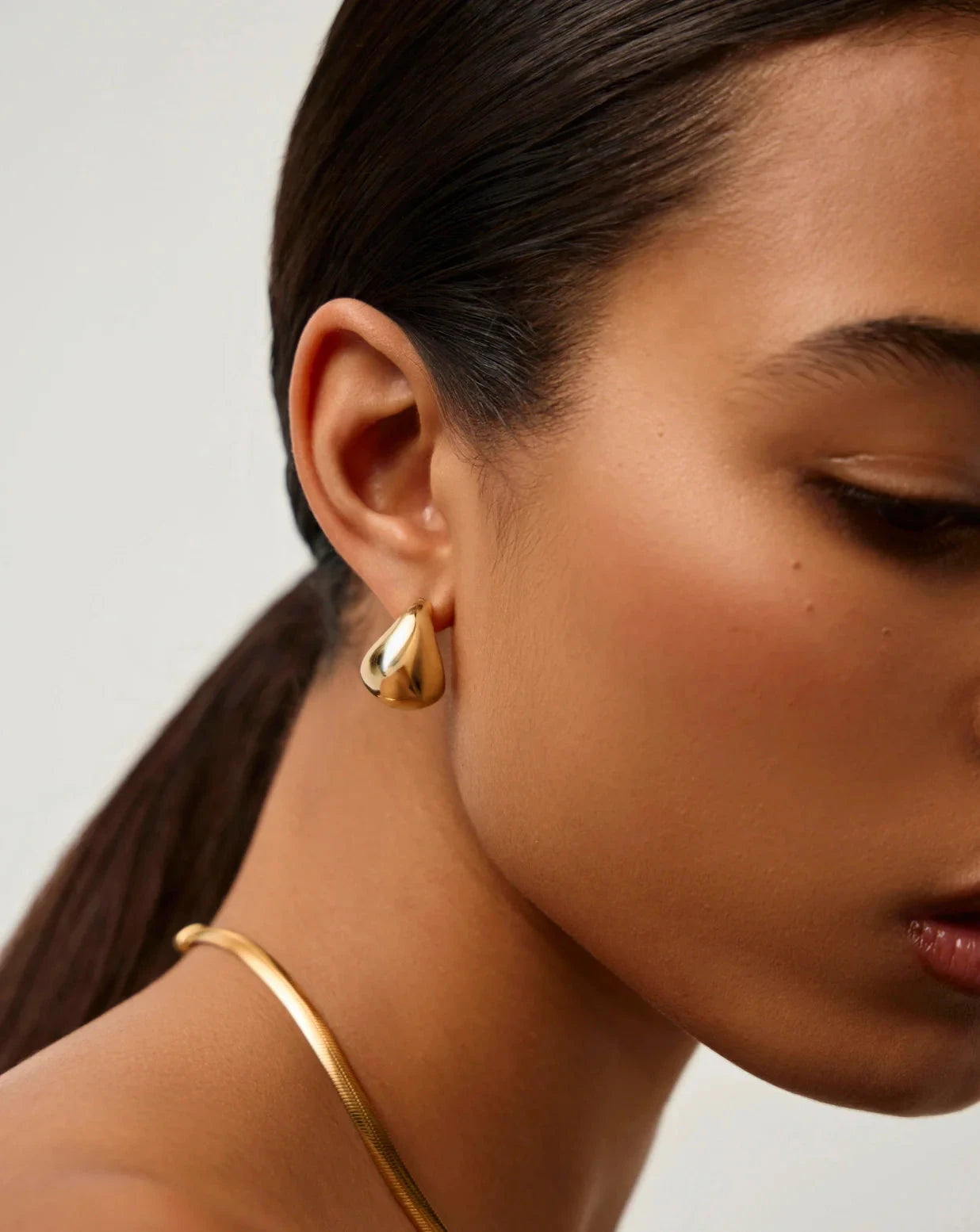 18k Gold Plated Sculptural Chubby Dome Small Hoop Earrings for Women - Elegant Everyday Jewelry for Work, Date Night & Special Occasions