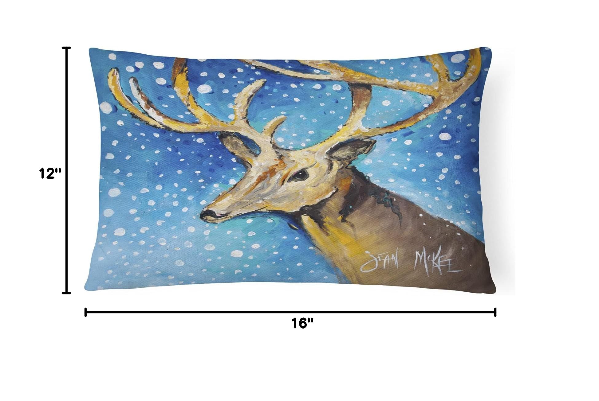 Caroline's Treasures JMK1009PW1216 Reindeer Canvas Fabric Decorative Pillow - Machine Washable Indoor/Outdoor Throw Pillow for Couch, Bed, Patio (12x16 Inches) - Perfect for Christmas Decor, Living Room Accent & Seasonal Home Styling