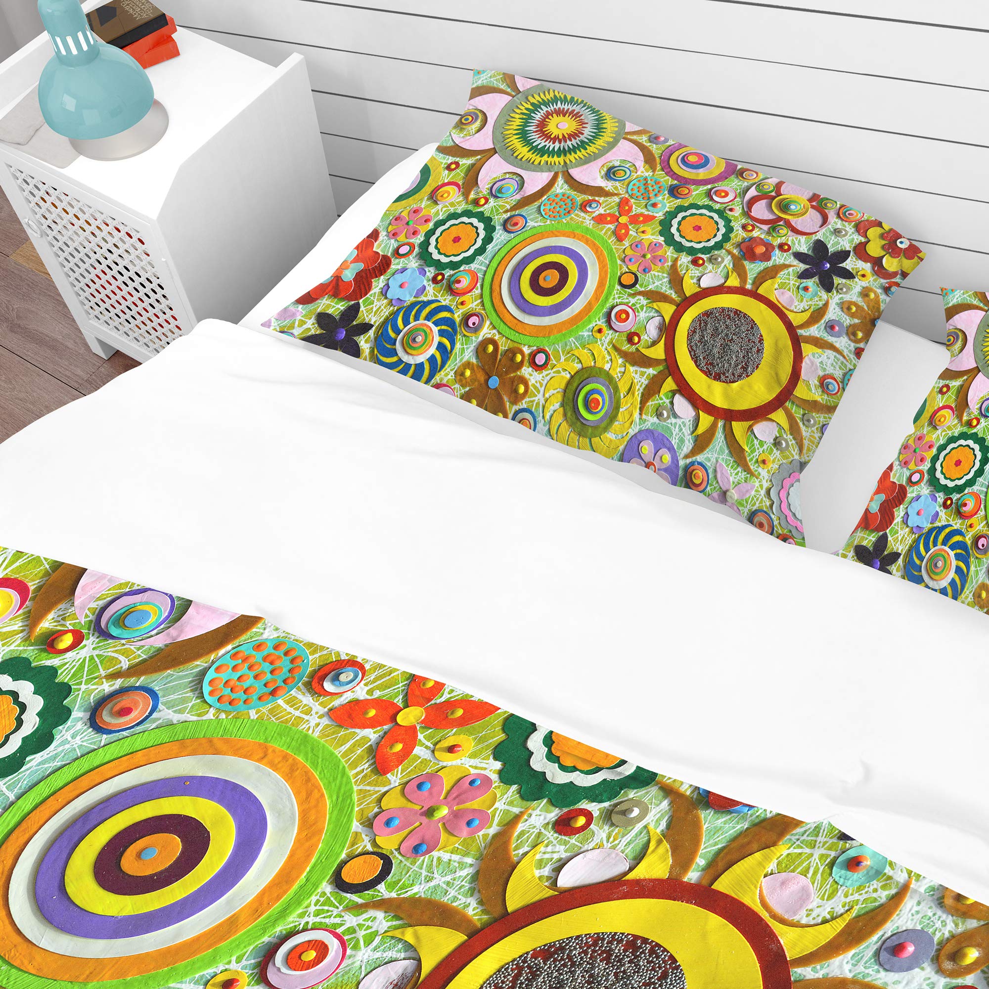 DesignQ Abstract Acrylic Bohemian & Eclectic Duvet Cover Set - King Size 3-Piece Bedding Set for All Seasons | Perfect for Bohemian Bedroom Decor, Guest Room Makeover & Eclectic Home Styling