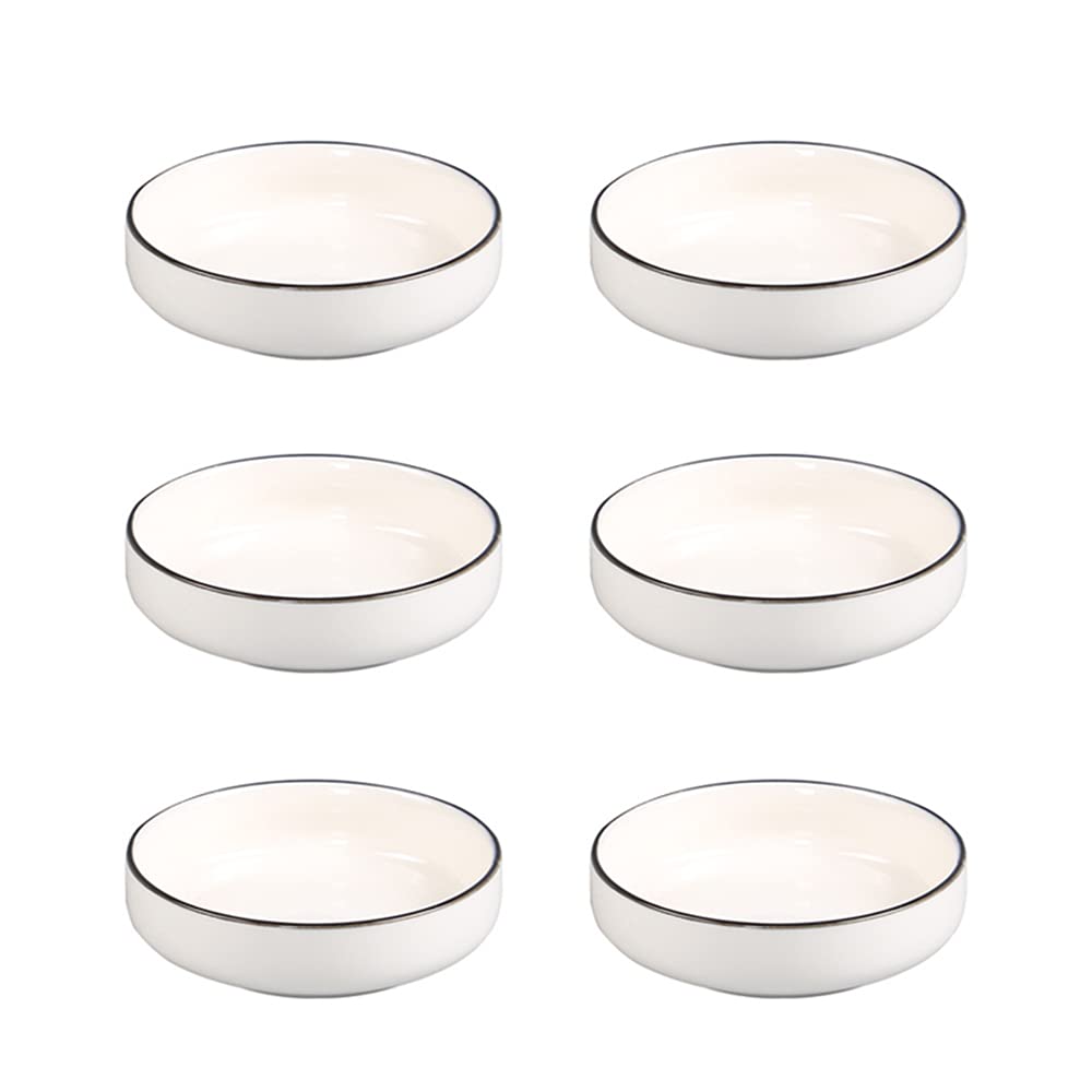 6-Piece White Colias Wing Porcelain Side Dish Set - Perfect for Soy Sauce, Seasoning, Dipping & Small Food Serving - Ideal for Sushi, Dumplings, Appetizers & Asian Dining