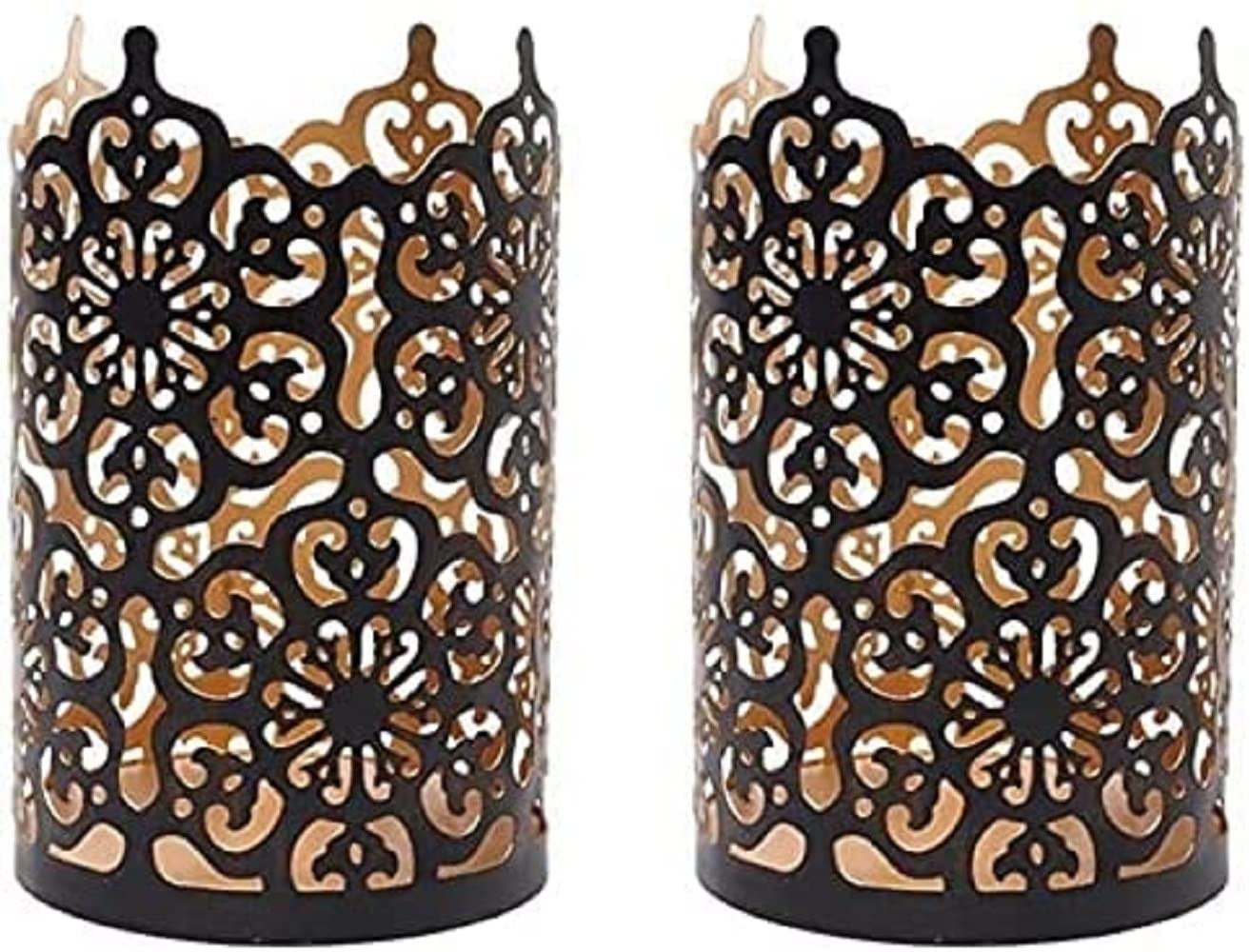 Hosley's Set of 2 Vintage Bronze Candle Holders & Lanterns - 7