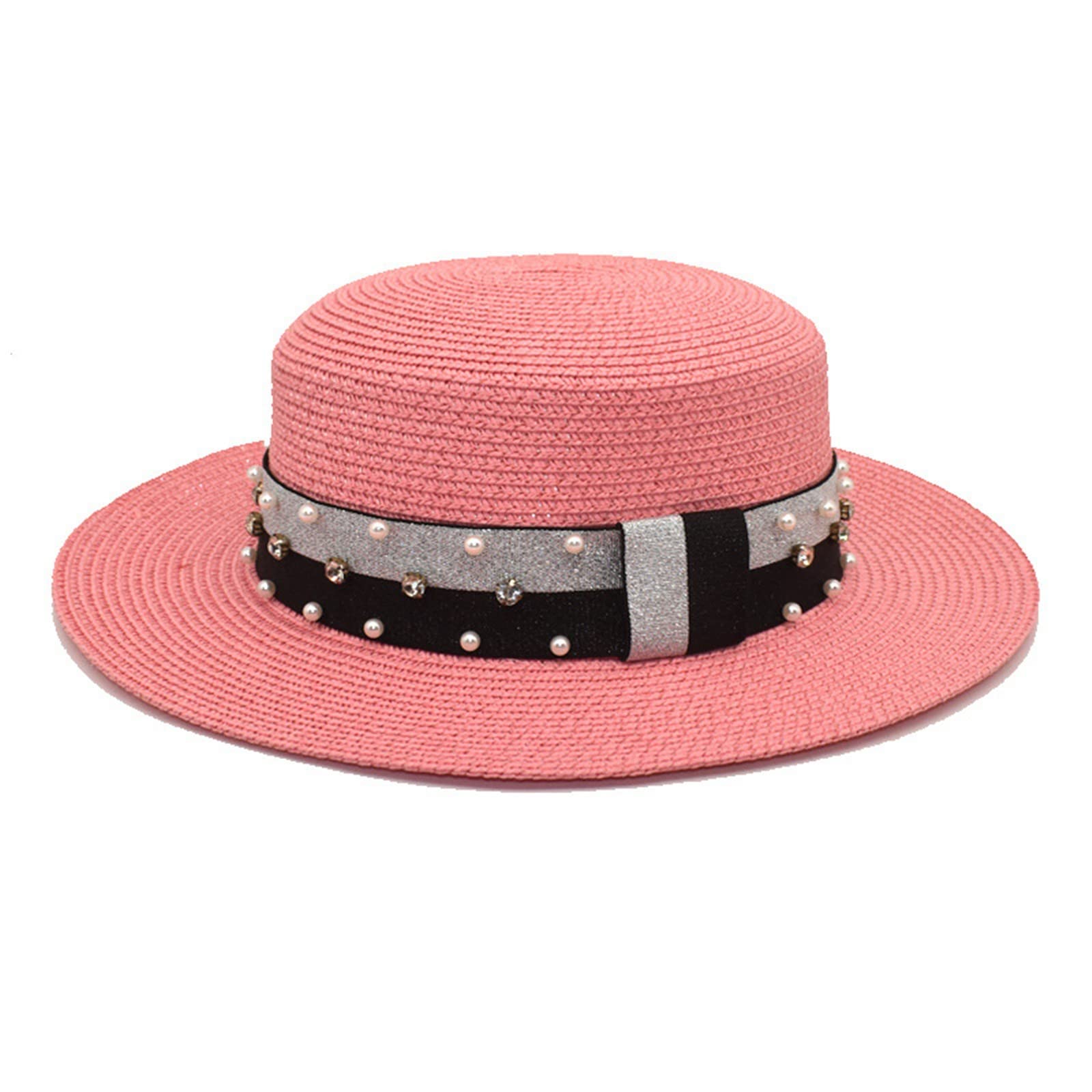 Korean Big Brim Straw Sun Hat for Women - Summer Travel & Outdoor Protection (Pink)