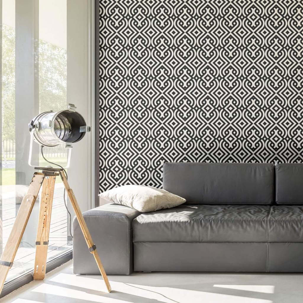 Black Textured Geometric Peel and Stick Removable Wallpaper - Self-Adhesive Wall Decal for Bedroom, Living Room, Office & Dorm Decor - Easy to Install & Remove