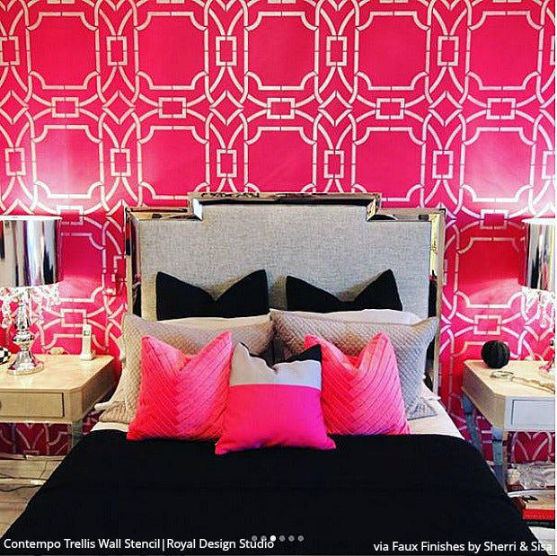 Contempo Trellis Wall Stencil - Reusable DIY Home Decor Painting Template for Walls, Furniture & Crafts | Perfect for Bedroom, Nursery, Living Room & Office Accent Walls