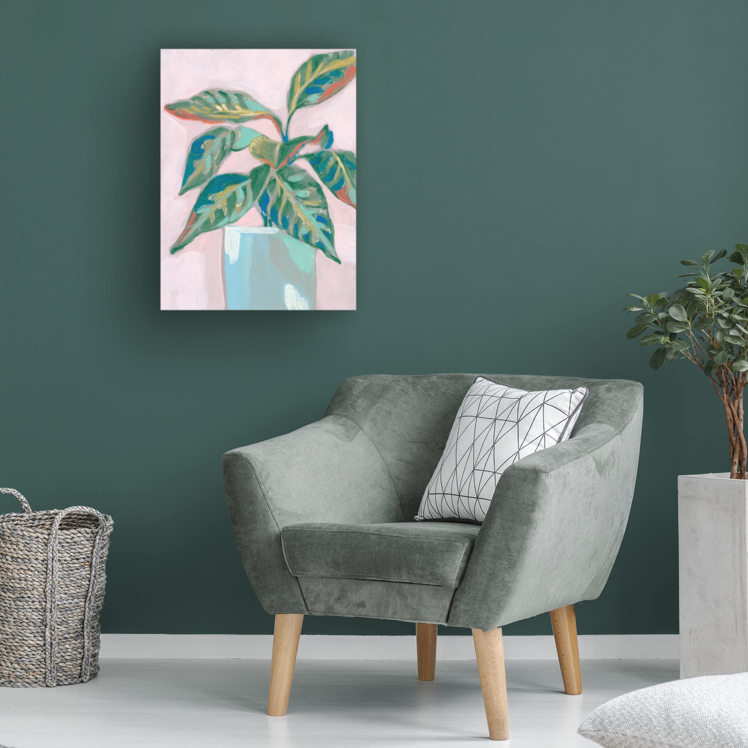 Jennifer Goldberger 'Quirky Plant II' Canvas Wall Art Print - Modern Botanical Home Decor for Living Room, Bedroom & Office
