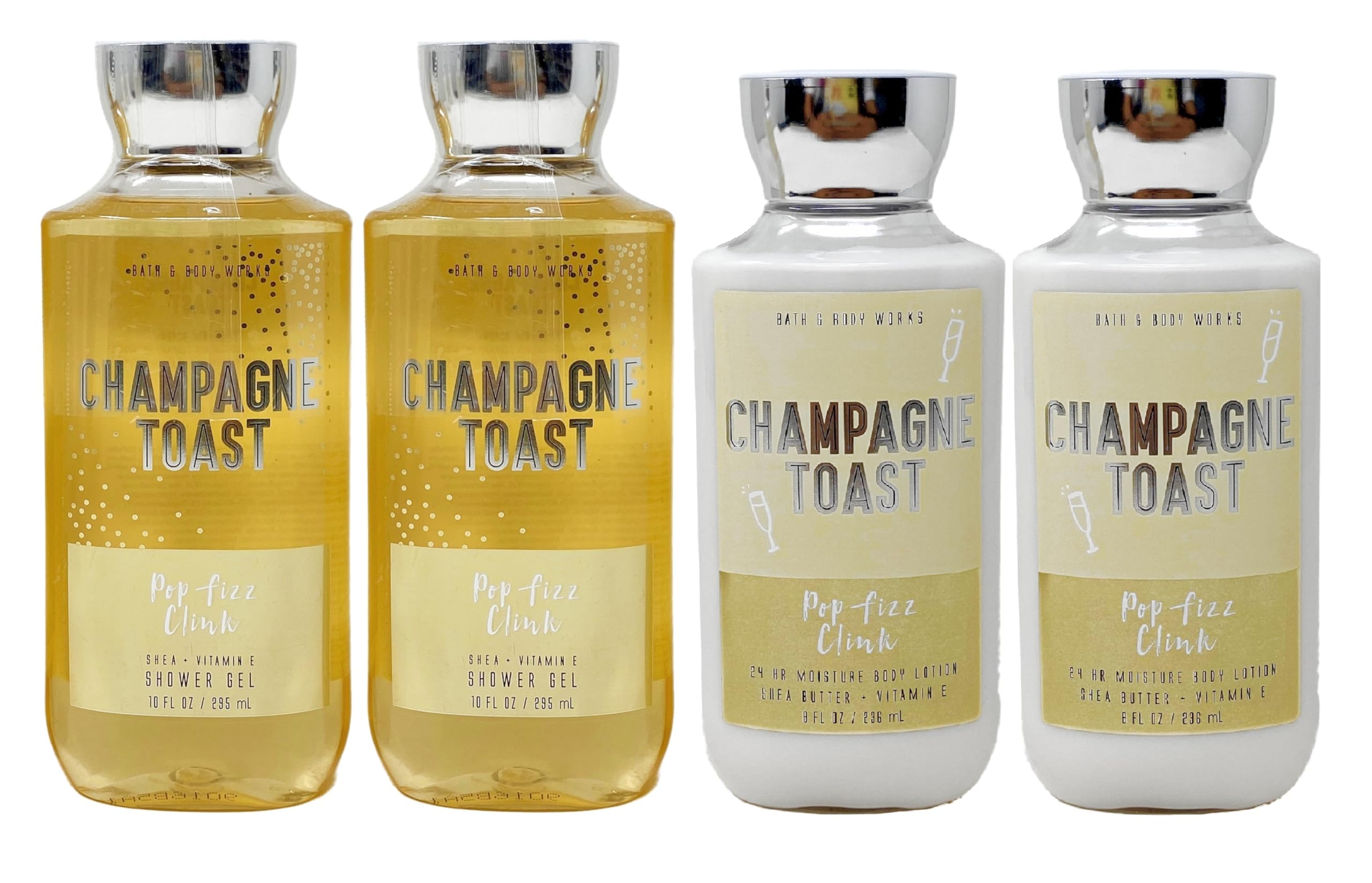 Bath & Body Works Champagne Toast Gift Set - 4 Piece Bundle with 2 Shower Gels & 2 Body Lotions | Luxurious Bath & Body Care for Women, Perfect for Holidays, Birthdays & Self-Care Gifts