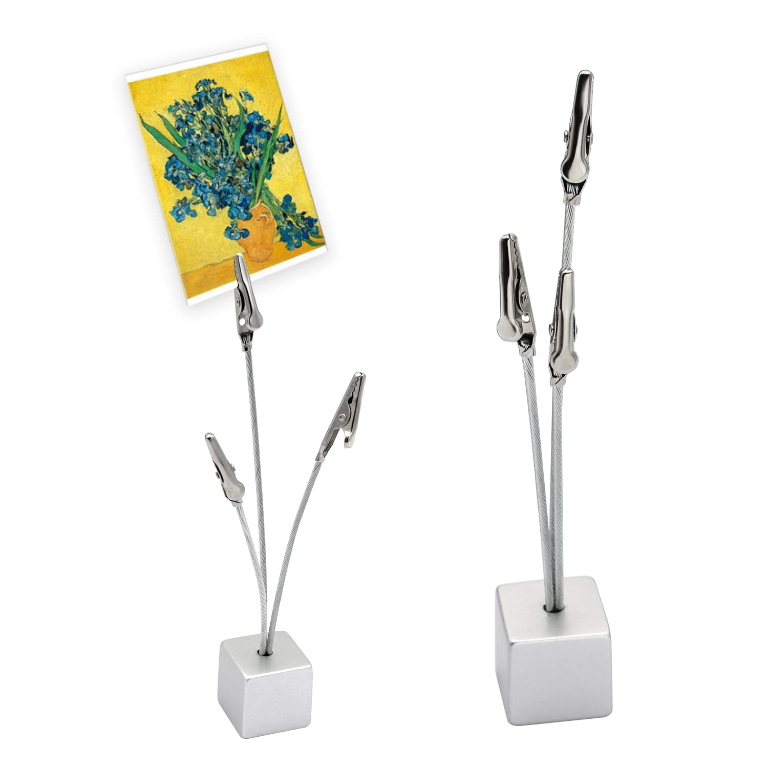 3-Pack Silver Picture Stand with 3 Clips - Versatile Card Holder, Memo Display & Photo Stand for Weddings, Restaurants, Birthdays - Perfect for Table Numbers, Food Signs & Notes Display