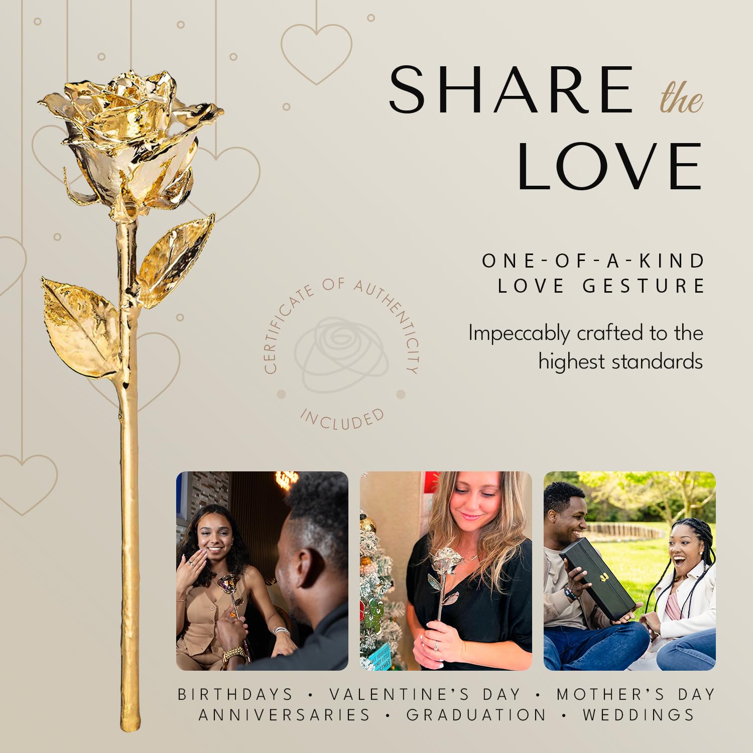 24K Gold Dipped Real Forever Rose - Luxury Laser Engraved Everlasting Rose Gift for Women & Men | Anniversary, Valentine's Day, Wedding Proposal Romantic Gift Idea