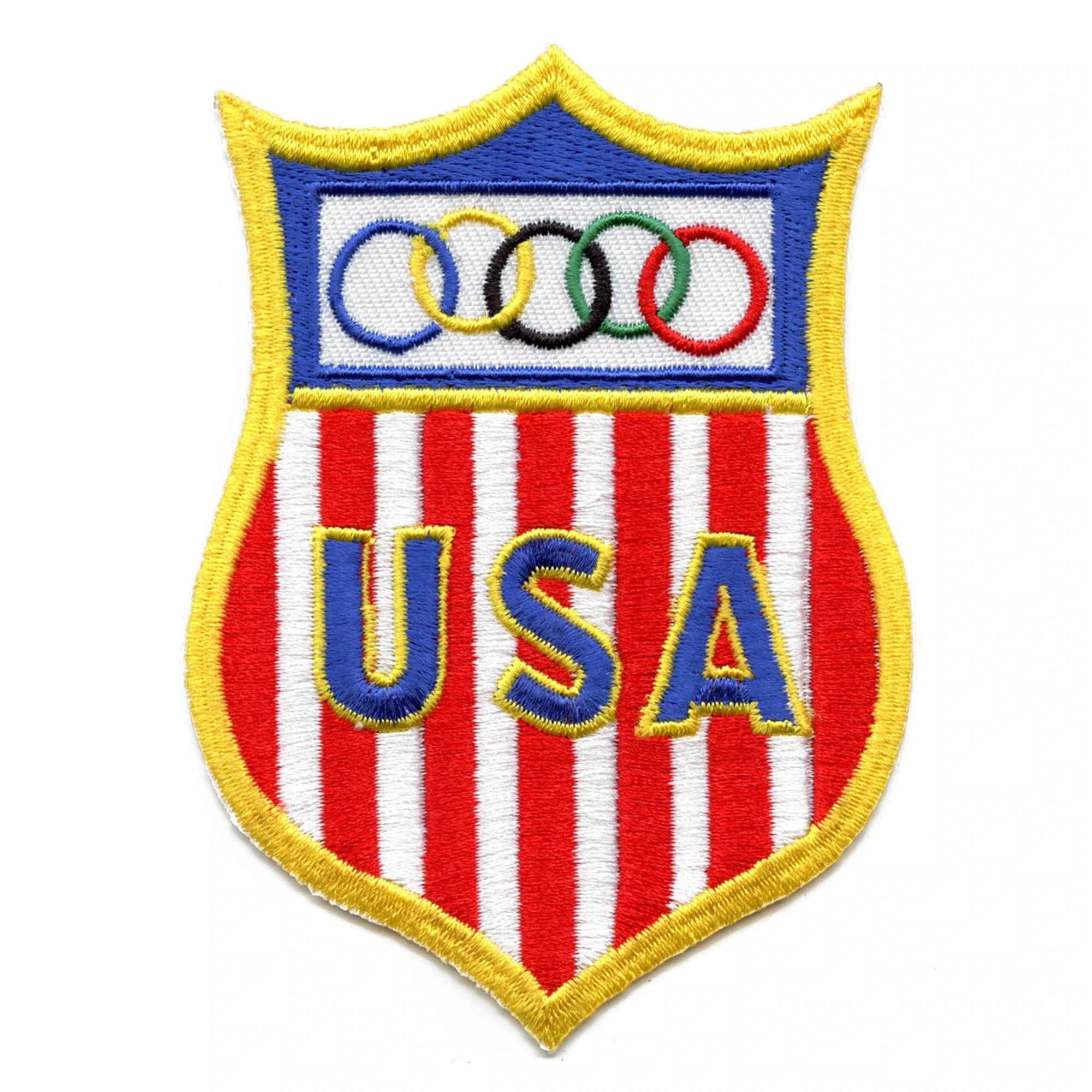 Colorful Rings Embroidered Iron On USA Shield Patch - Patriotic Applique for Jackets, Hats & Bags | DIY Sewing & Crafting Projects