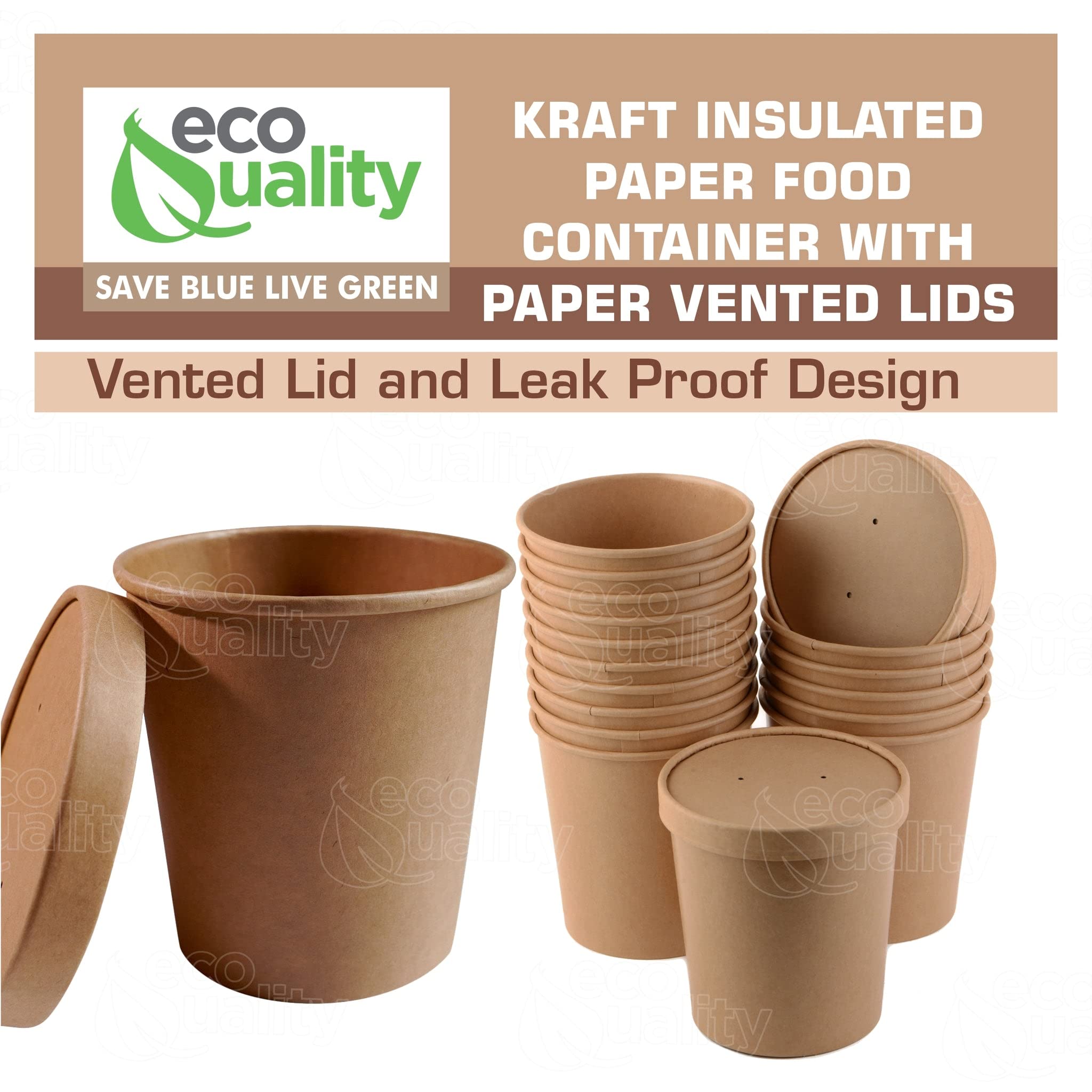 Eco-Friendly Disposable Kraft Paper Soup Bowls with Lids - 32 Pack Round 200ml Microwave & Freezer Safe Takeout Containers for Ice Cream, Frozen Yogurt, Desserts - Perfect for Parties, Picnics & Food Storage