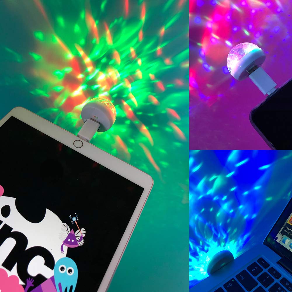 Portable Mini USB RGB Party Light with Music Sync - Compact Travel Night Light for Bedroom, Camping & DJ Events - Perfect for iPhone, Android & USB Devices - Ideal for Home Decor, Outdoor Adventures & Nighttime Entertainment