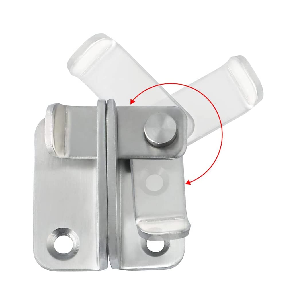 Stainless Steel Sliding Door Bolt Latch Safety Lock - 2 Pack Right Opening for Windows, Barn Doors, Closets, Drawers & Cabinets | Secure Garage & Home Security | Durable Metal Lock for Child Safety & Pet Protection