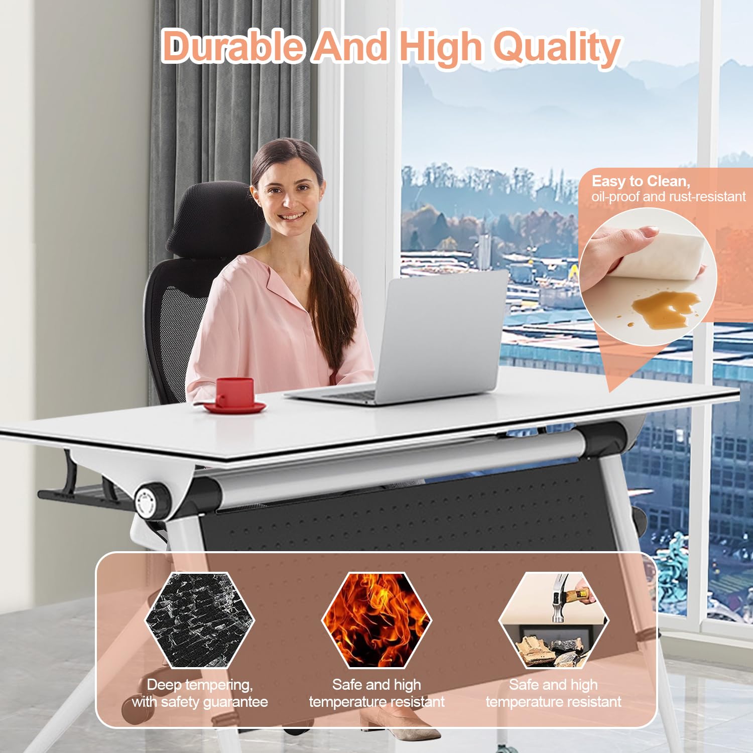 6FT White Flip Top Mobile Conference Table - 55