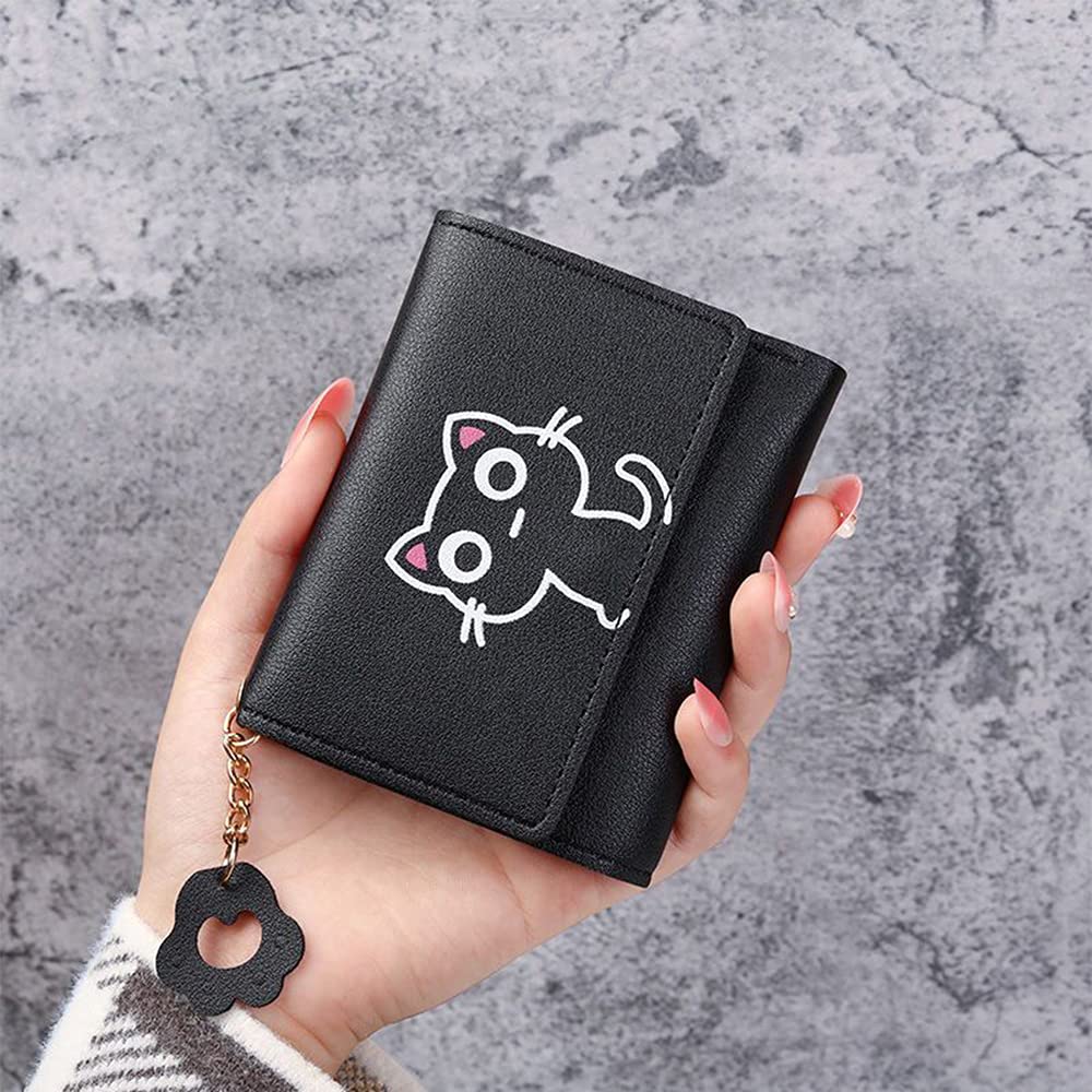 Cute Cartoon Cat Wallet for Kids - Small Coin Purse with Zipper, Unique Gift for Toddlers & Children (Black) - Perfect for School, Travel & Everyday Use