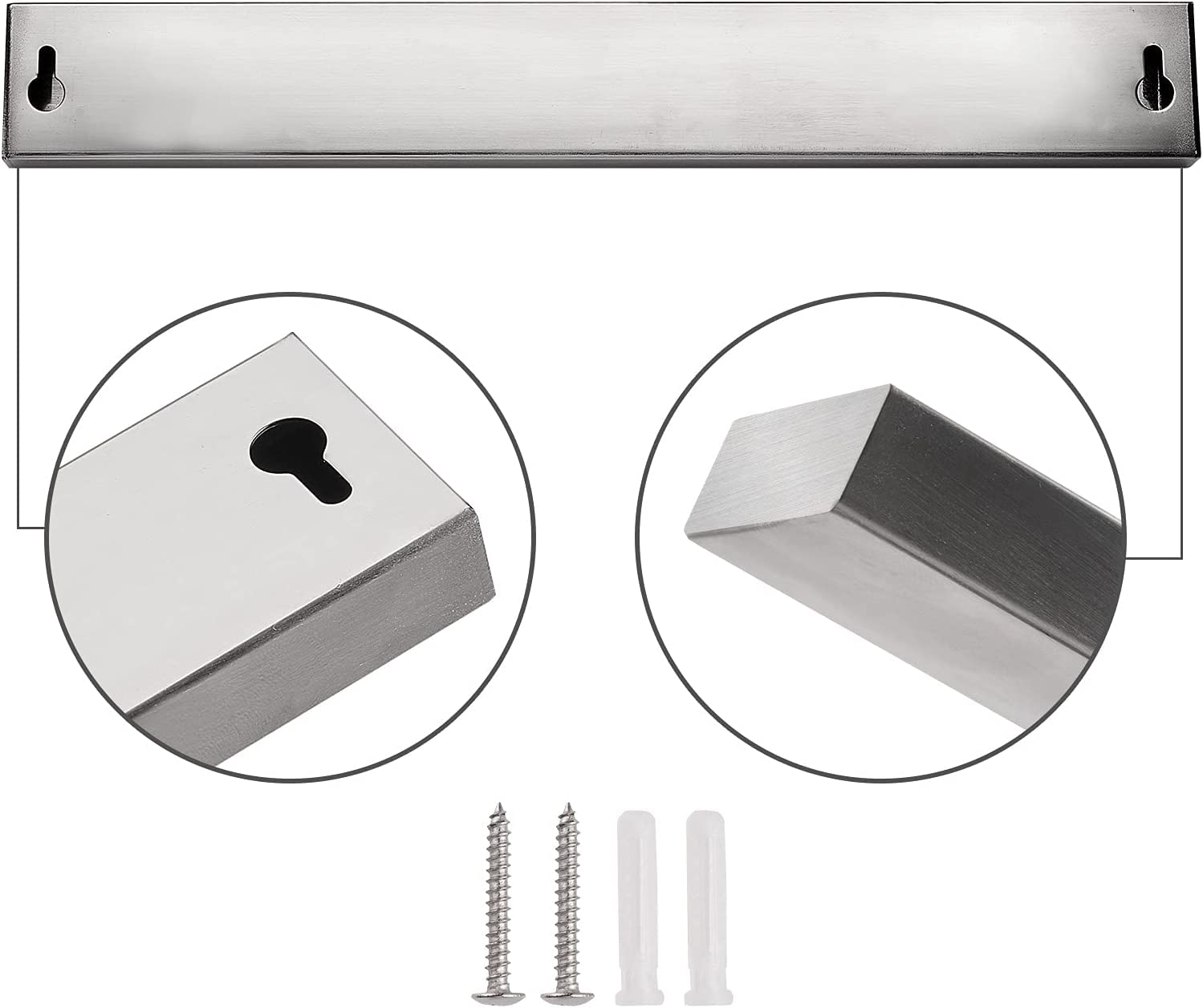 **8 Inch No-Drill Magnetic Knife Holder Wall Mount - Premium Stainless Steel Knife Strip with 3M Adhesive, Strong Magnet Bar Rack for Kitchen Knives, Scissors & Tools - Perfect for Small Kitchens & Countertop Organization**