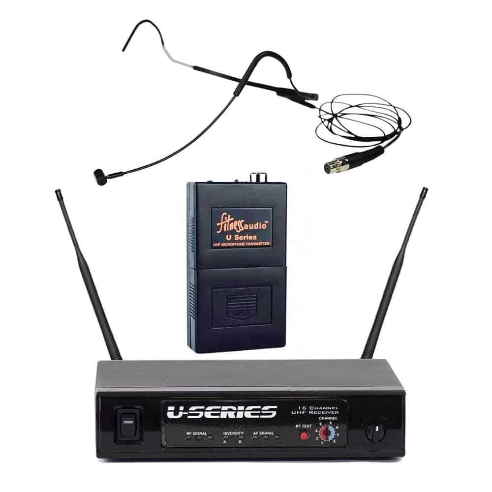Fitness Audio U Series UHF Wireless Microphone System with FM41 Headset - Professional Wireless Mic for Gym Instructors, Yoga Teachers & Fitness Coaches - Perfect for Group Classes, Personal Training & Studio Workouts