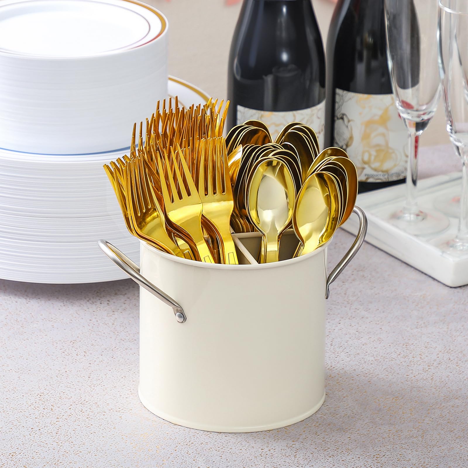 100-Pack Gold Plastic Forks - Disposable BPA-Free Cutlery for Parties, Weddings, Picnics & Events - Elegant Plastic Utensils for Catering, BBQs, Office Lunches & Home Dining