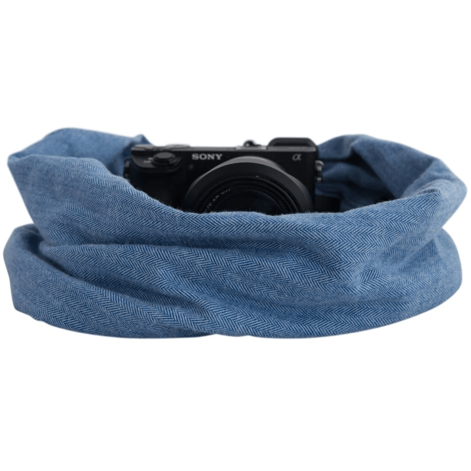 Denim Blue Pocket Scarf Strap for Camera - Fashionable & Functional Accessory for Photographers, Travelers & Street Style Lovers