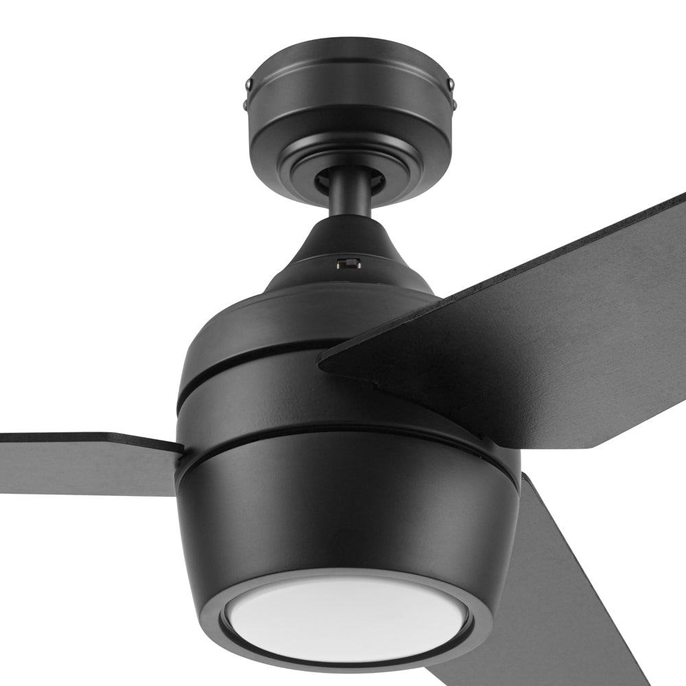 52 Inch Honeywell Eamon Matte Black Ceiling Fan with Light Kit and Remote Control - Quiet High Speed Cooling for Living Room, Bedroom, and Outdoor Patio