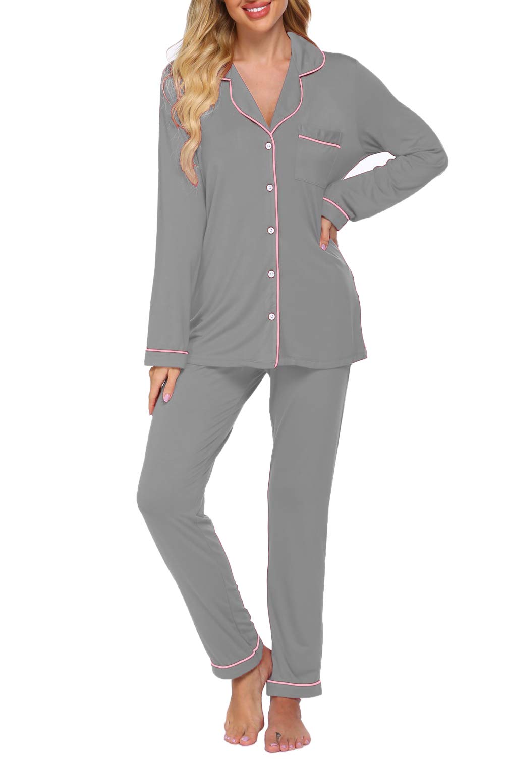 Women's Soft Long Sleeve Pajama Set - Button Down Sleepwear & Lounge Pjs for Cozy Nights at Home | Perfect for Winter, Sleepovers and Relaxing Evenings